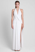 Palermo Plunge Drape Maxi Dress - White