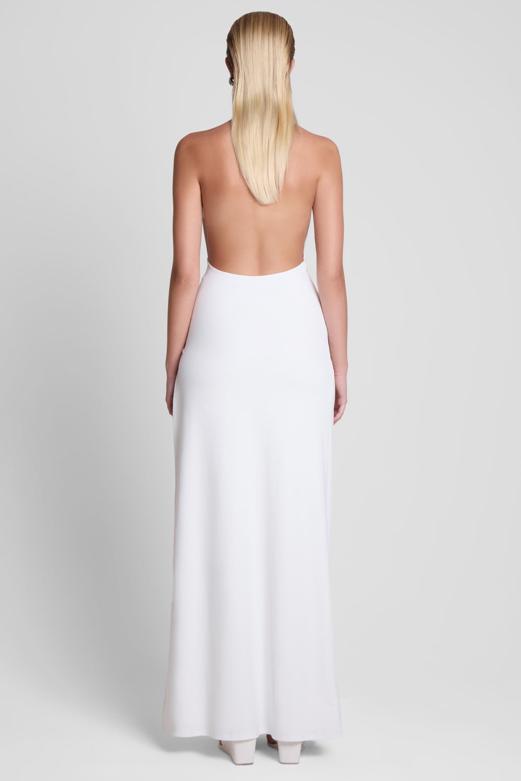 Palermo Plunge Drape Maxi Dress - White