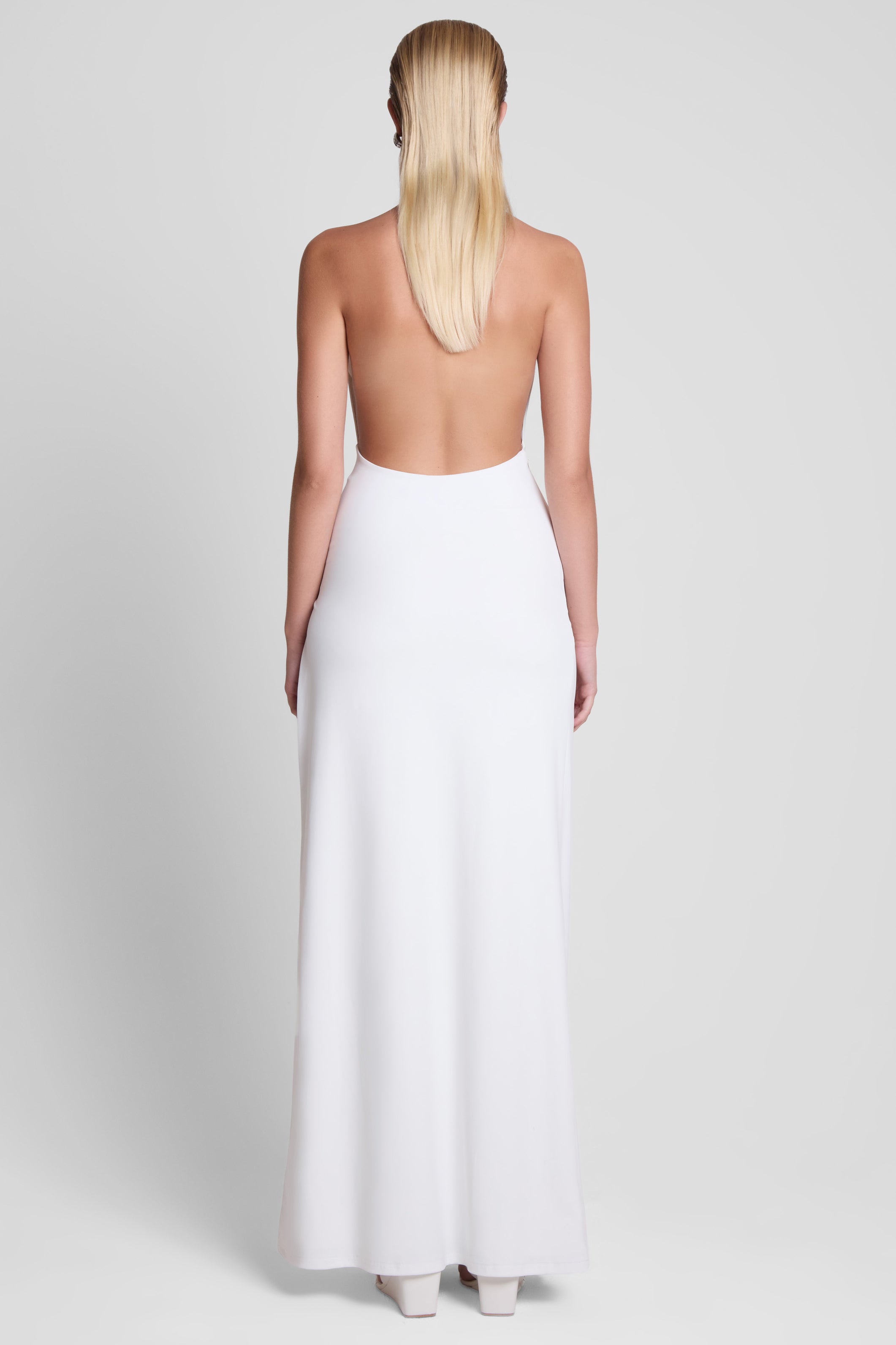Palermo Plunge Drape Maxi Dress - White