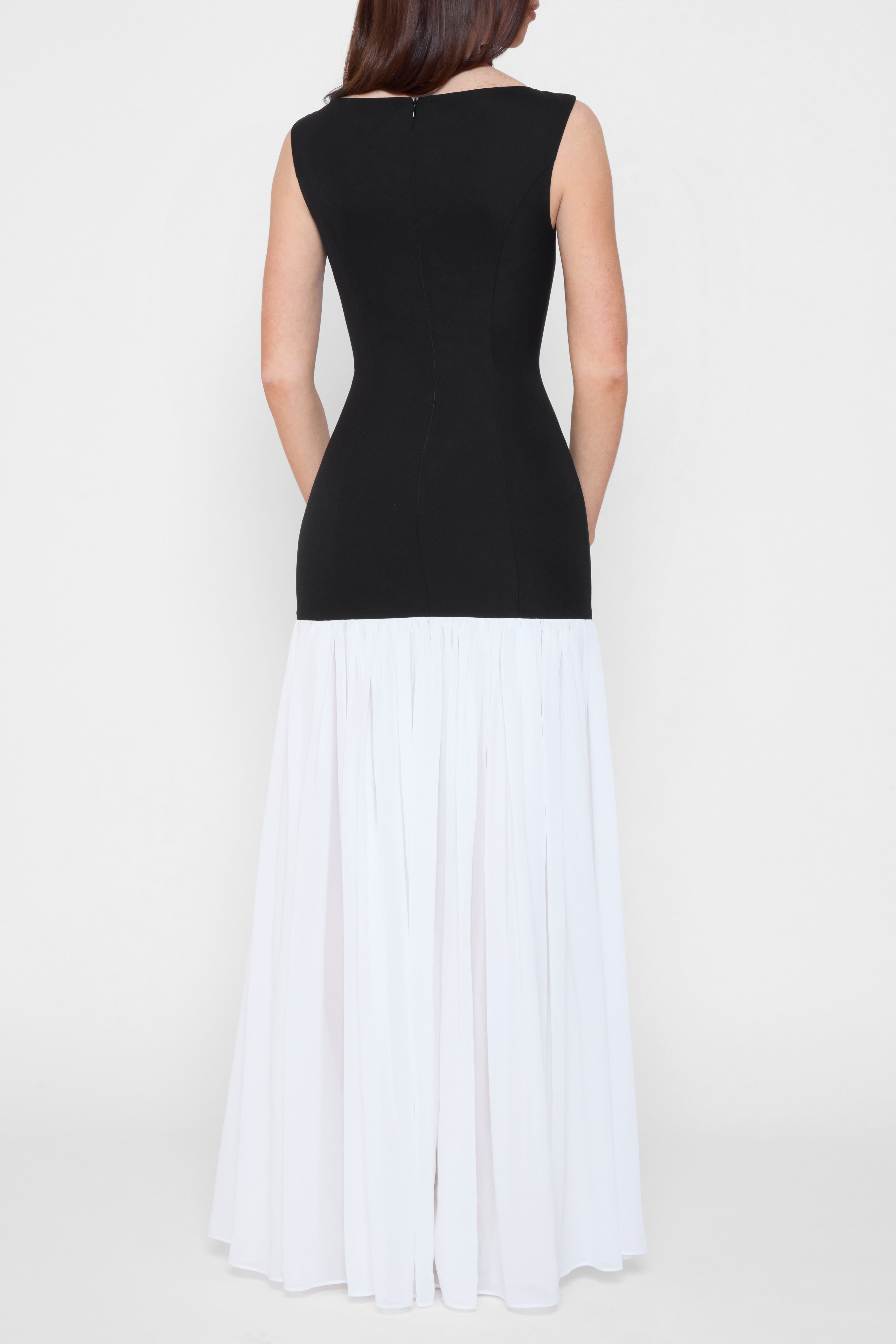 Phantom Contrast Chiffon Maxi Dress