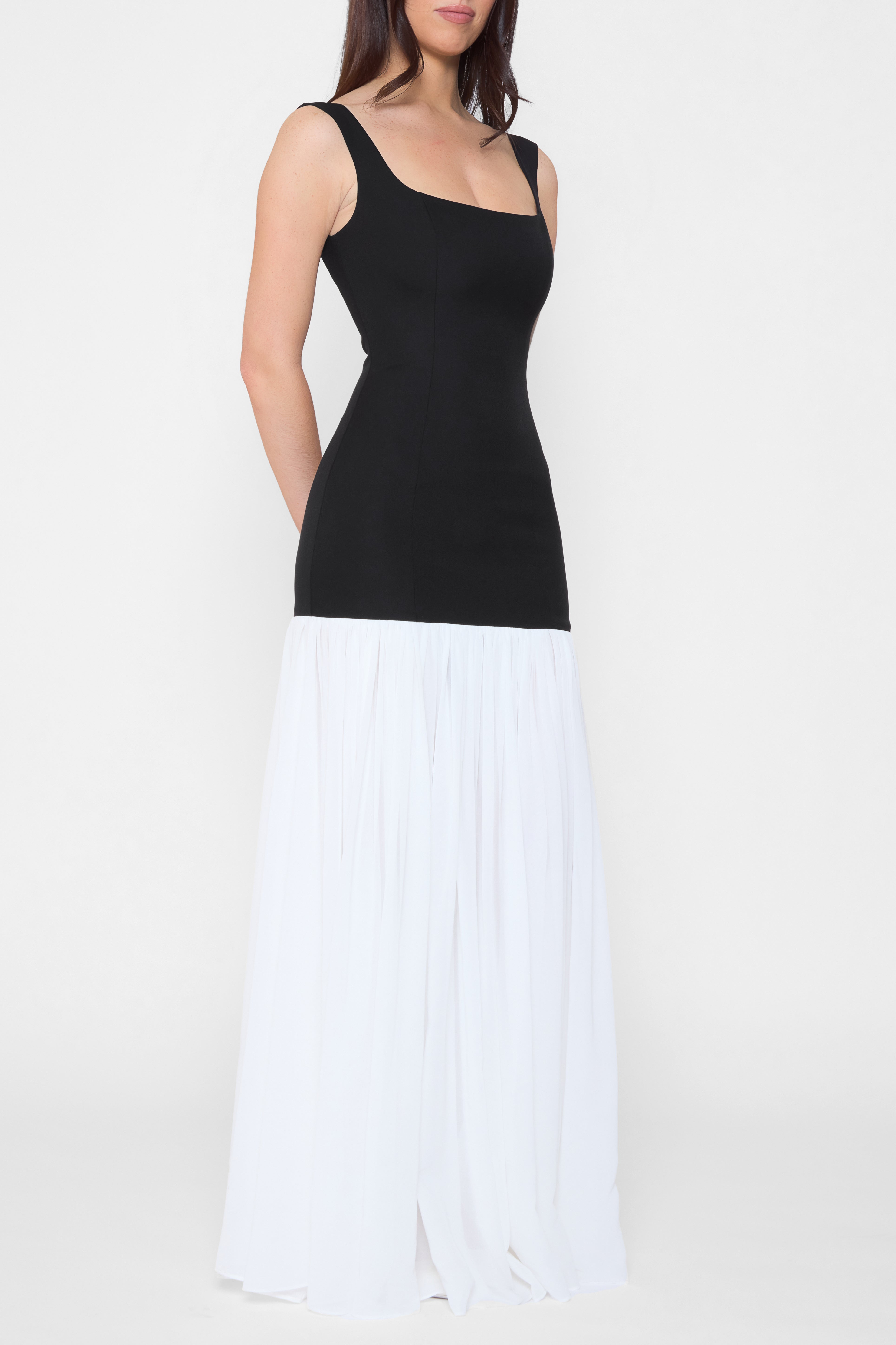 Phantom Contrast Chiffon Maxi Dress