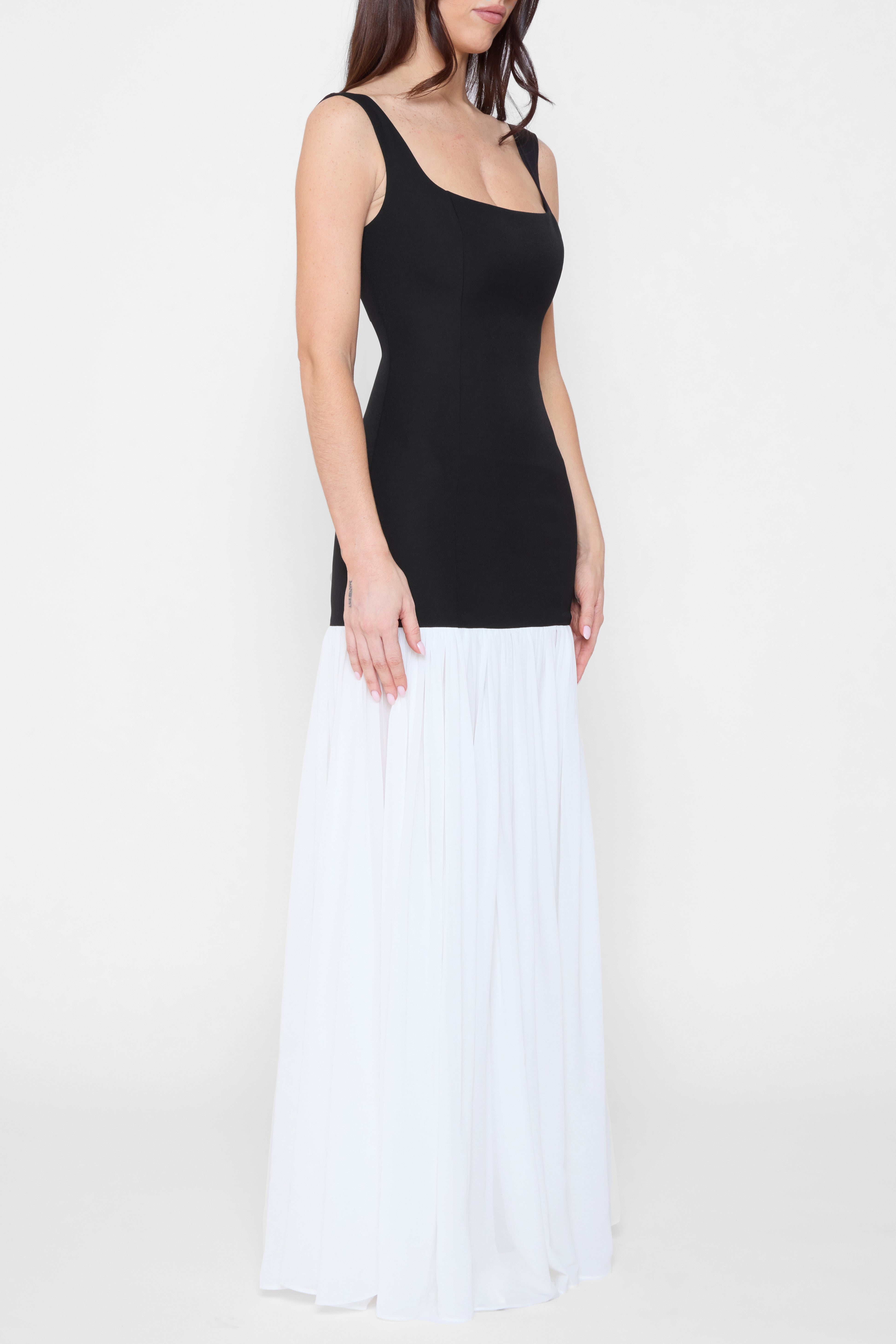 Phantom Contrast Chiffon Maxi Dress