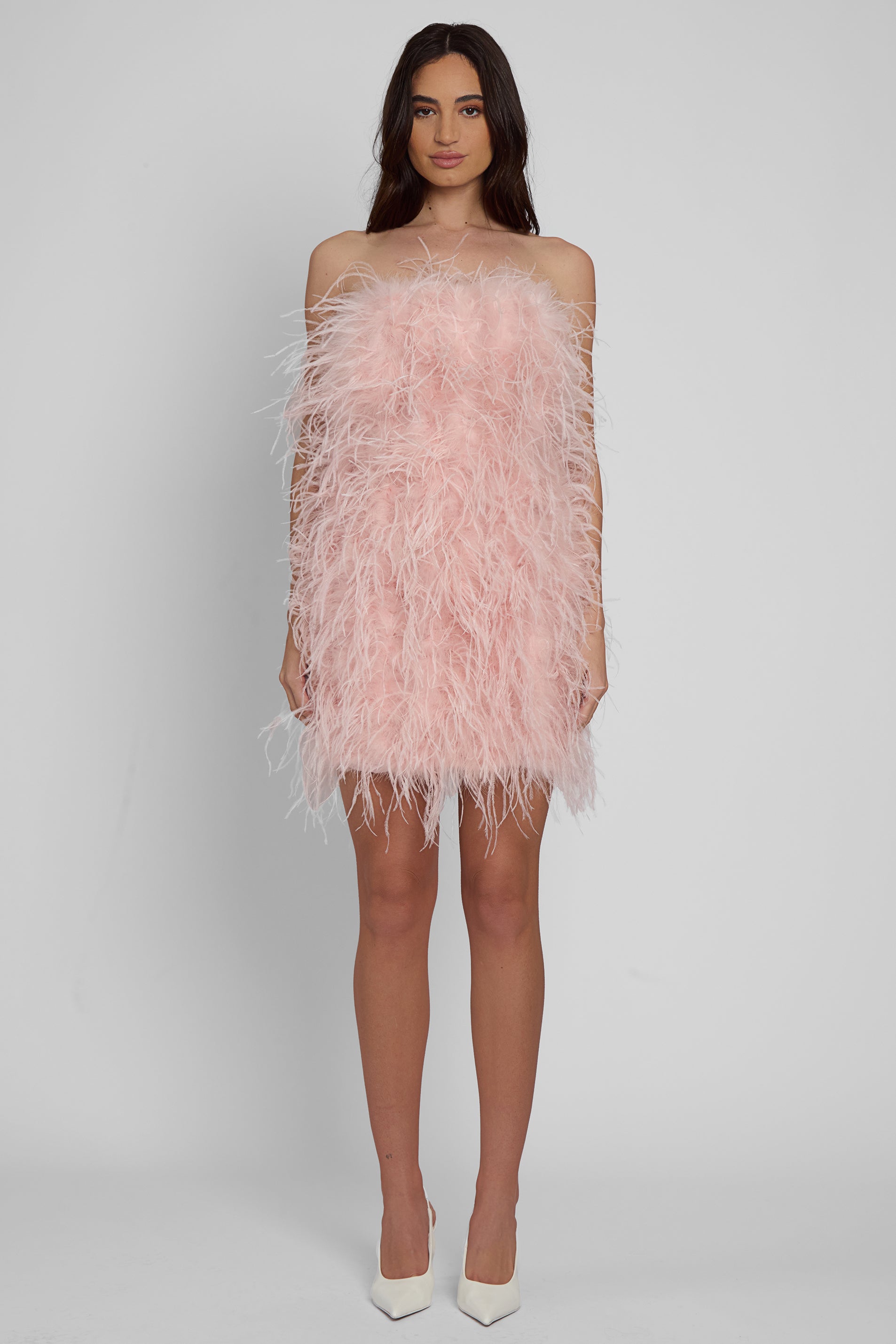 Cloud Feather Mini Dress - Pink