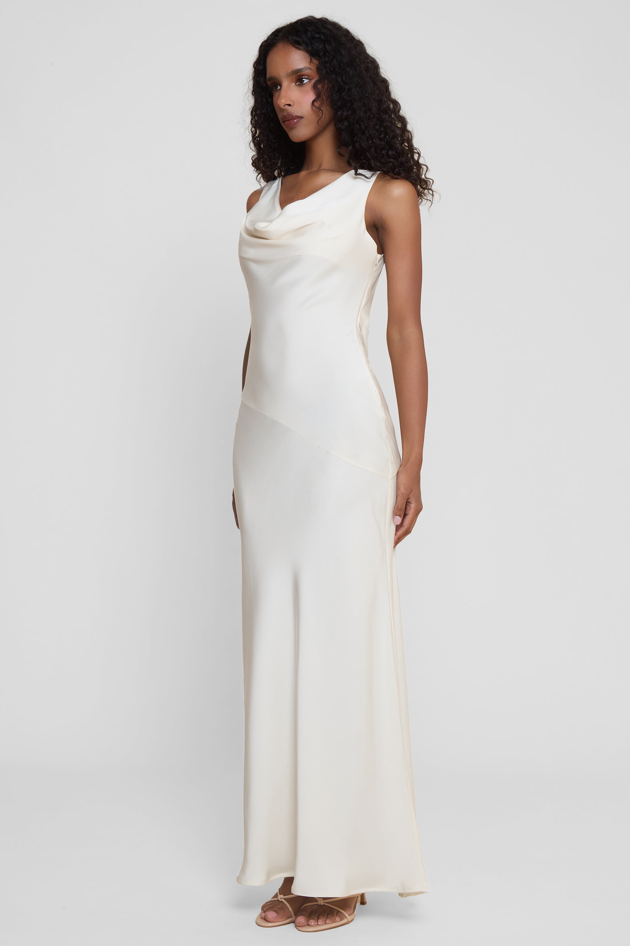 Dove Drape Satin Gown - Ivory