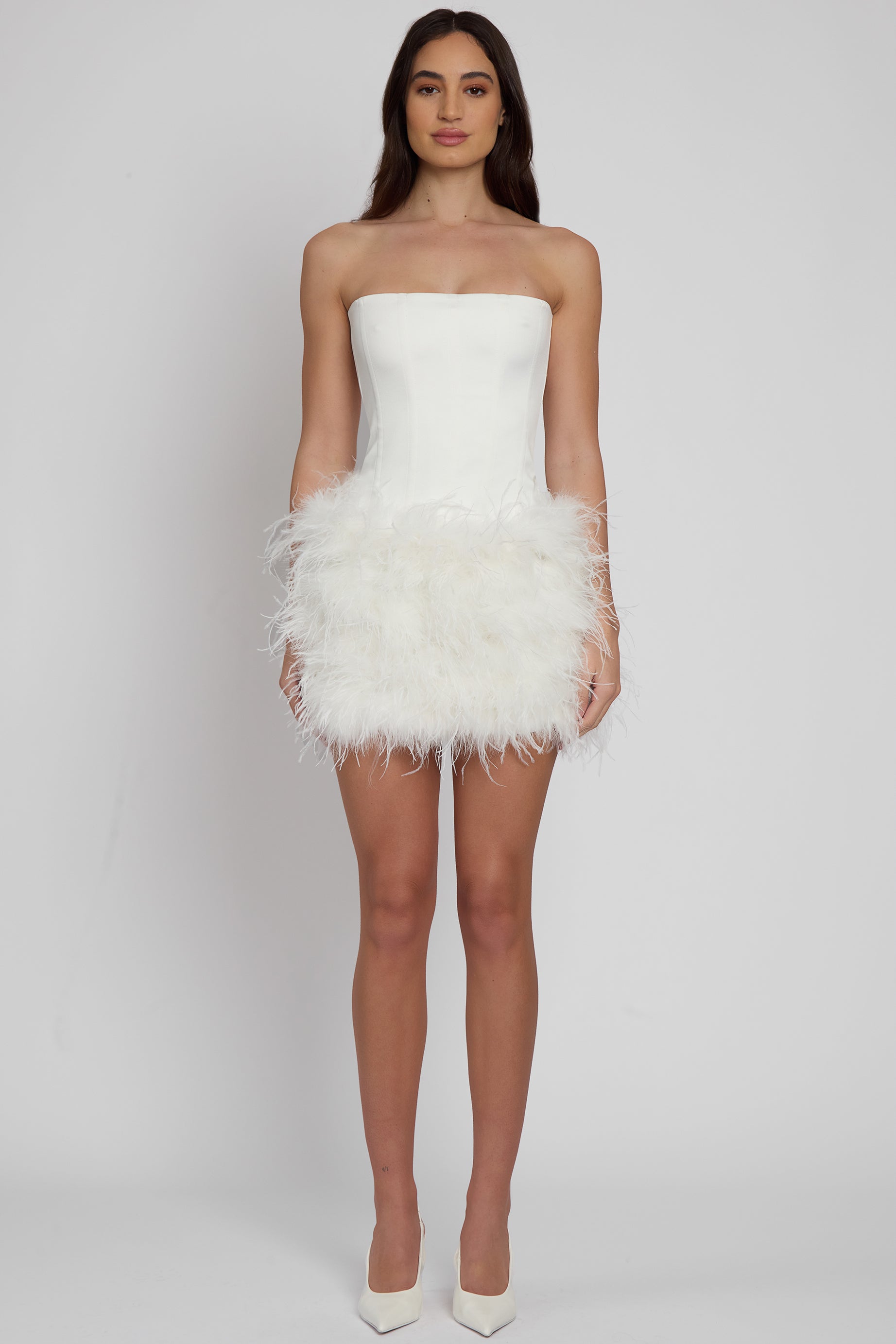 Cloud Feather Mini Skirt - White
