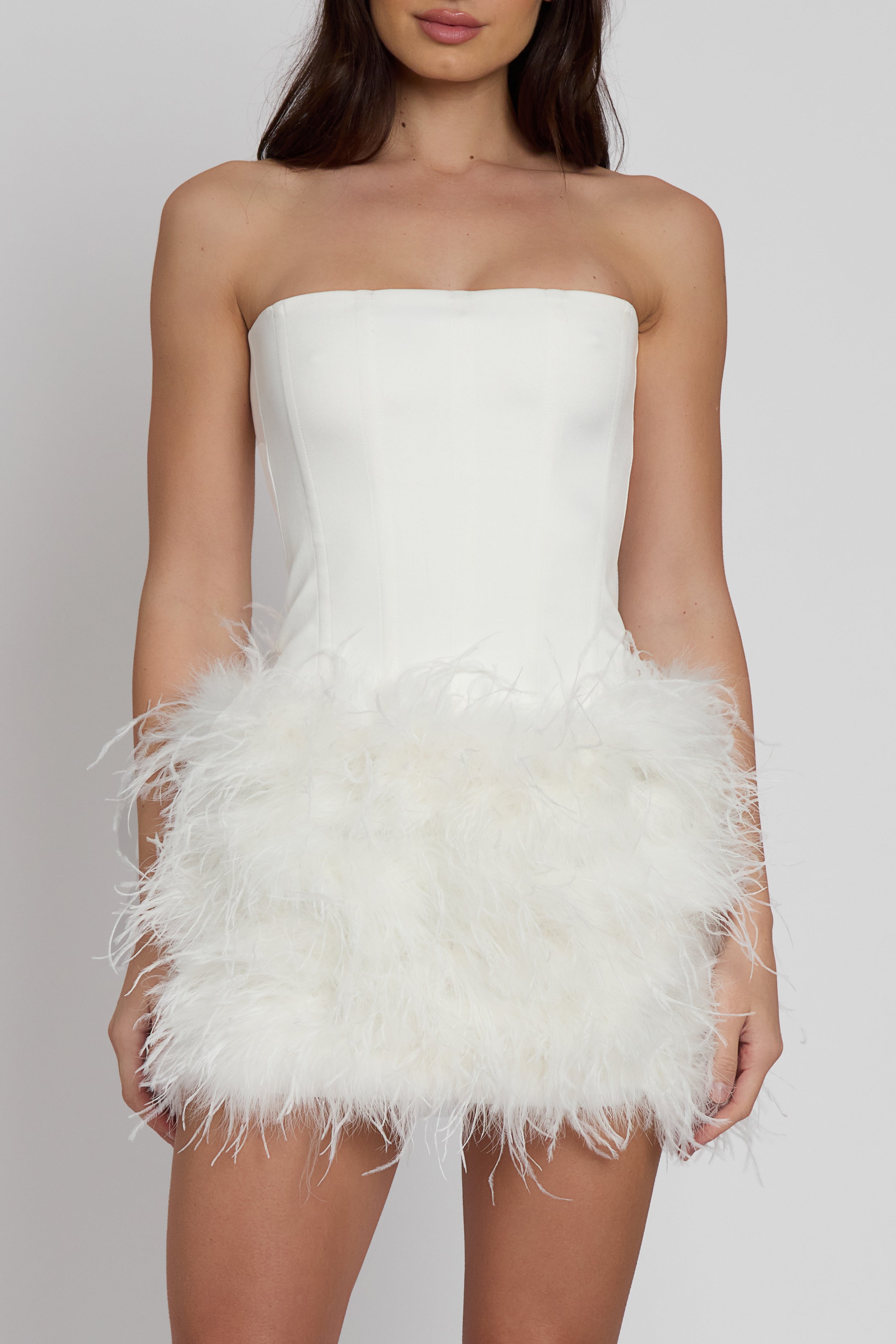 Cloud Feather Mini Skirt - White