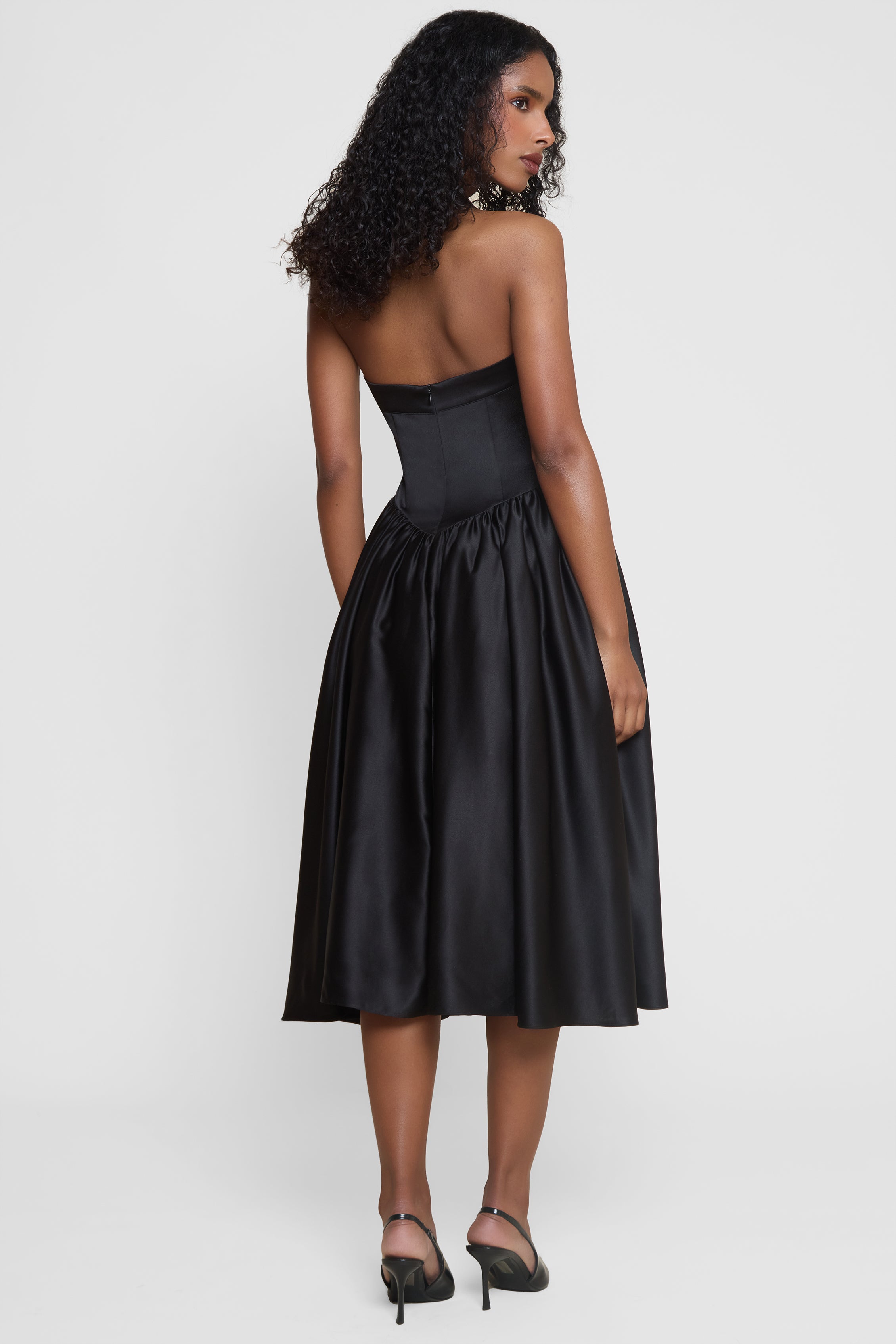 Hart Halter Corset Midi Dress - Black