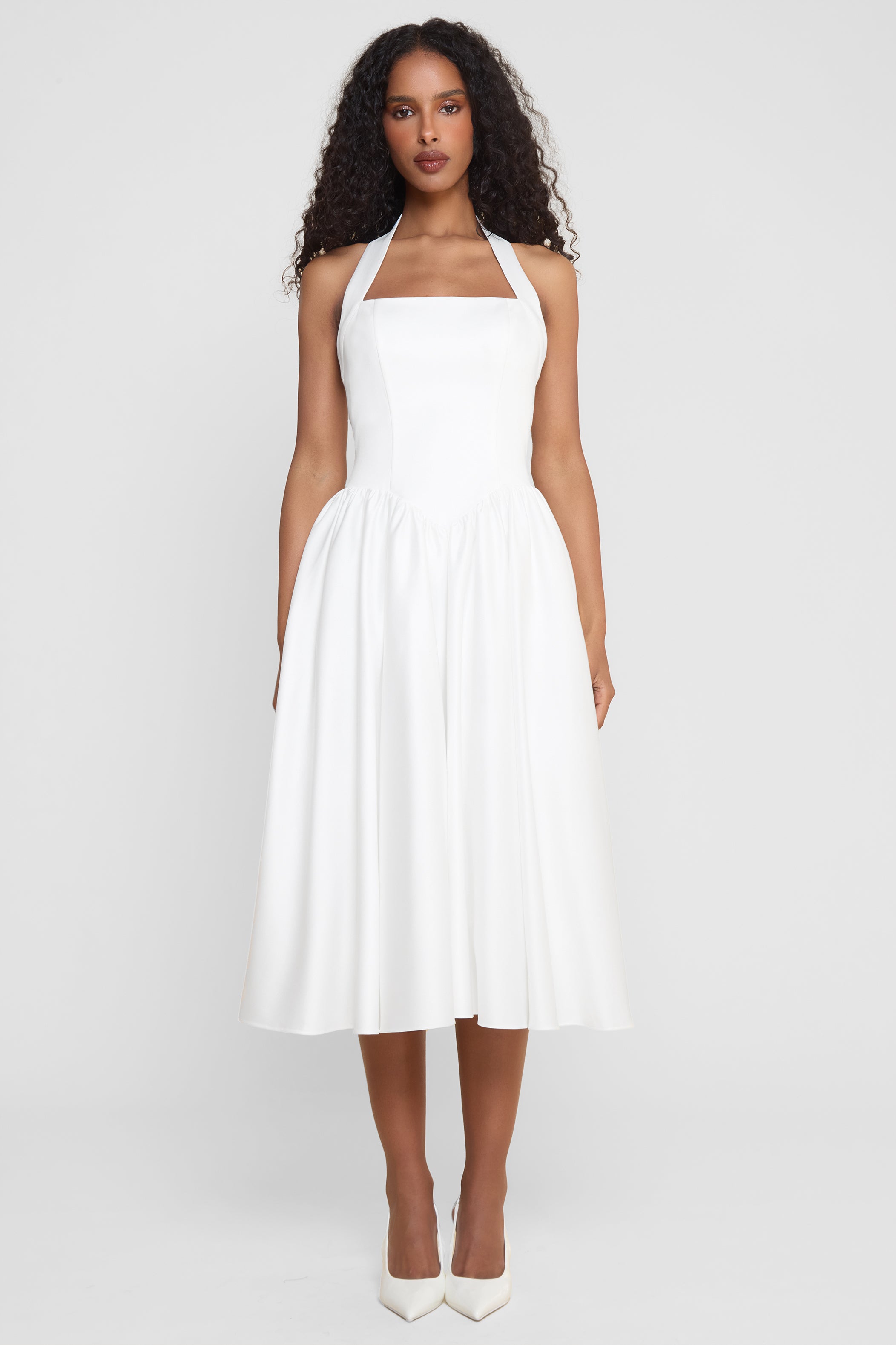 Hart Halter Corset Midi Dress - White