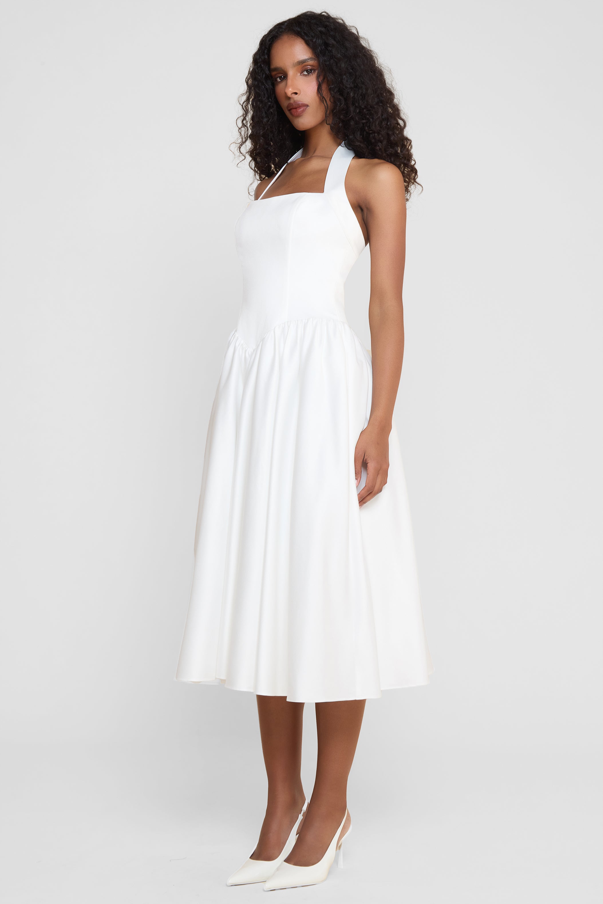 Hart Halter Corset Midi Dress - White