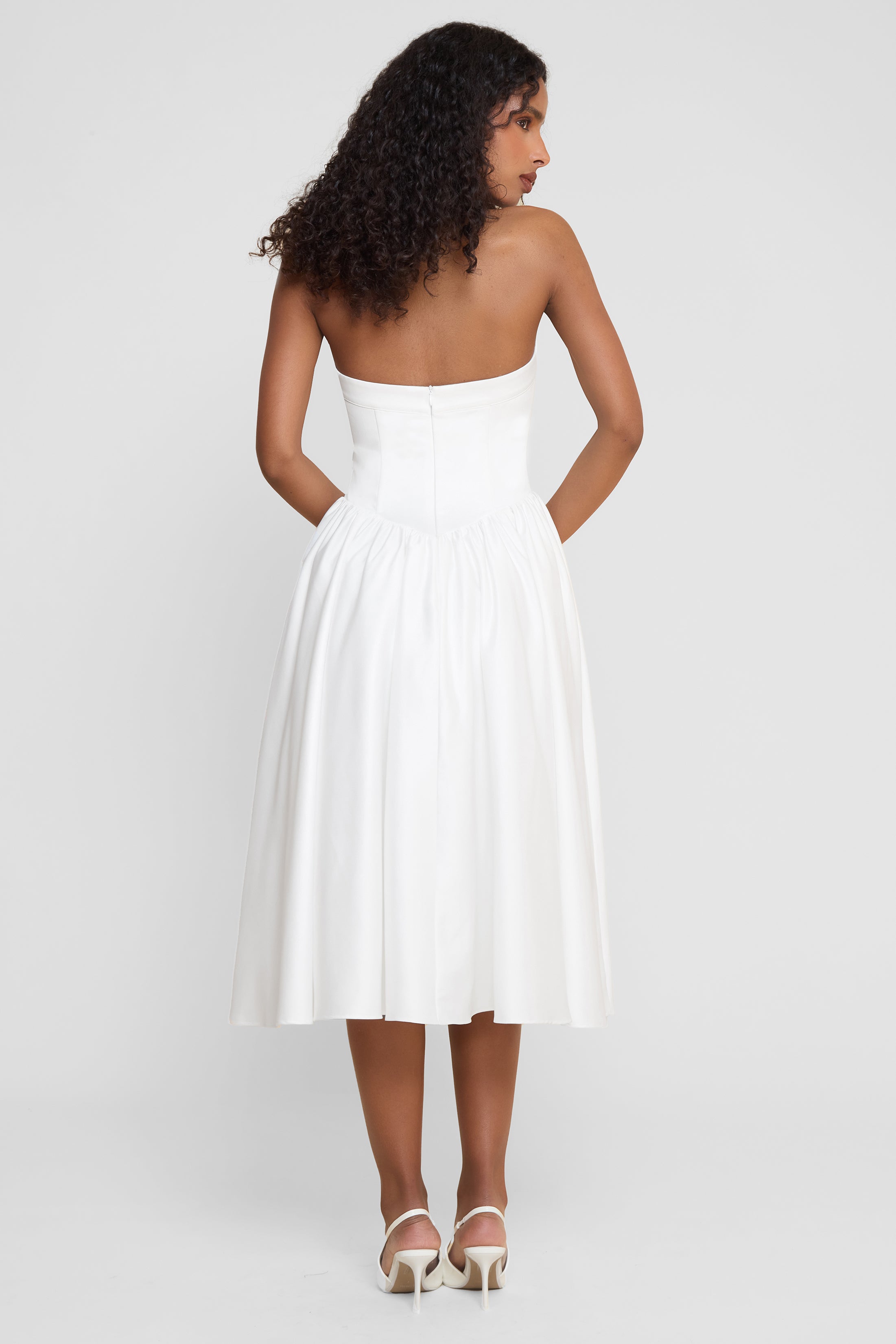 Hart Halter Corset Midi Dress - White