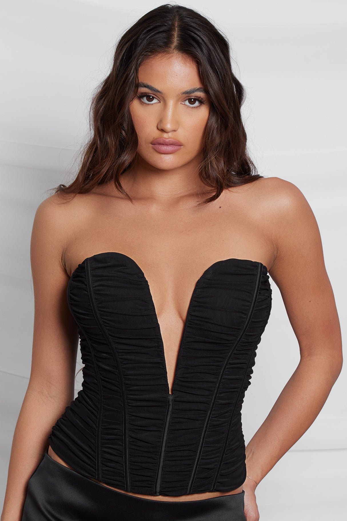 Poppy Plunging Mesh Corset Top