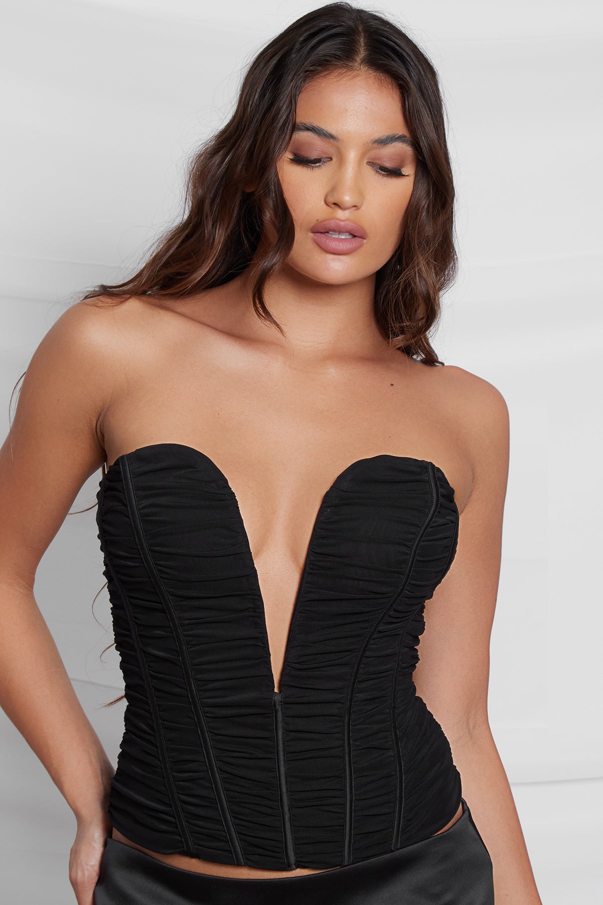 Poppy Plunging Mesh Corset Top