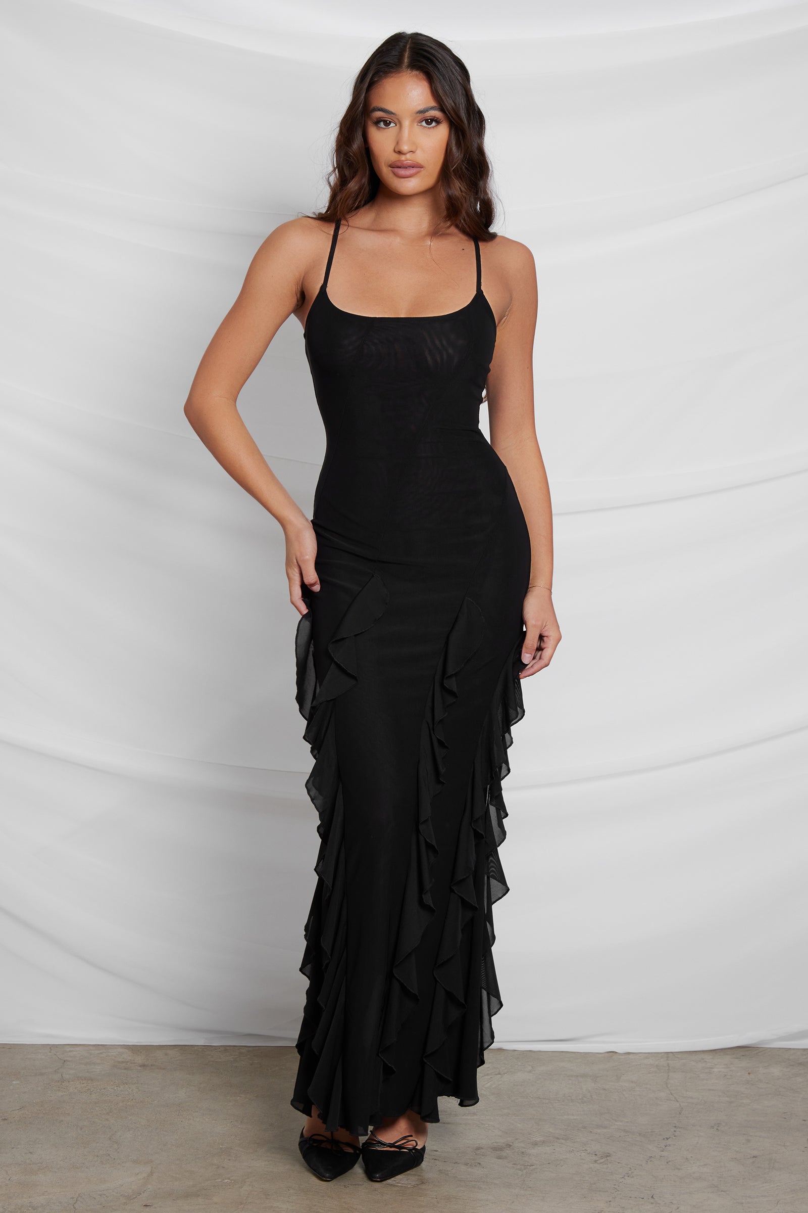 Rodeo Ruffle Mesh Maxi Dress