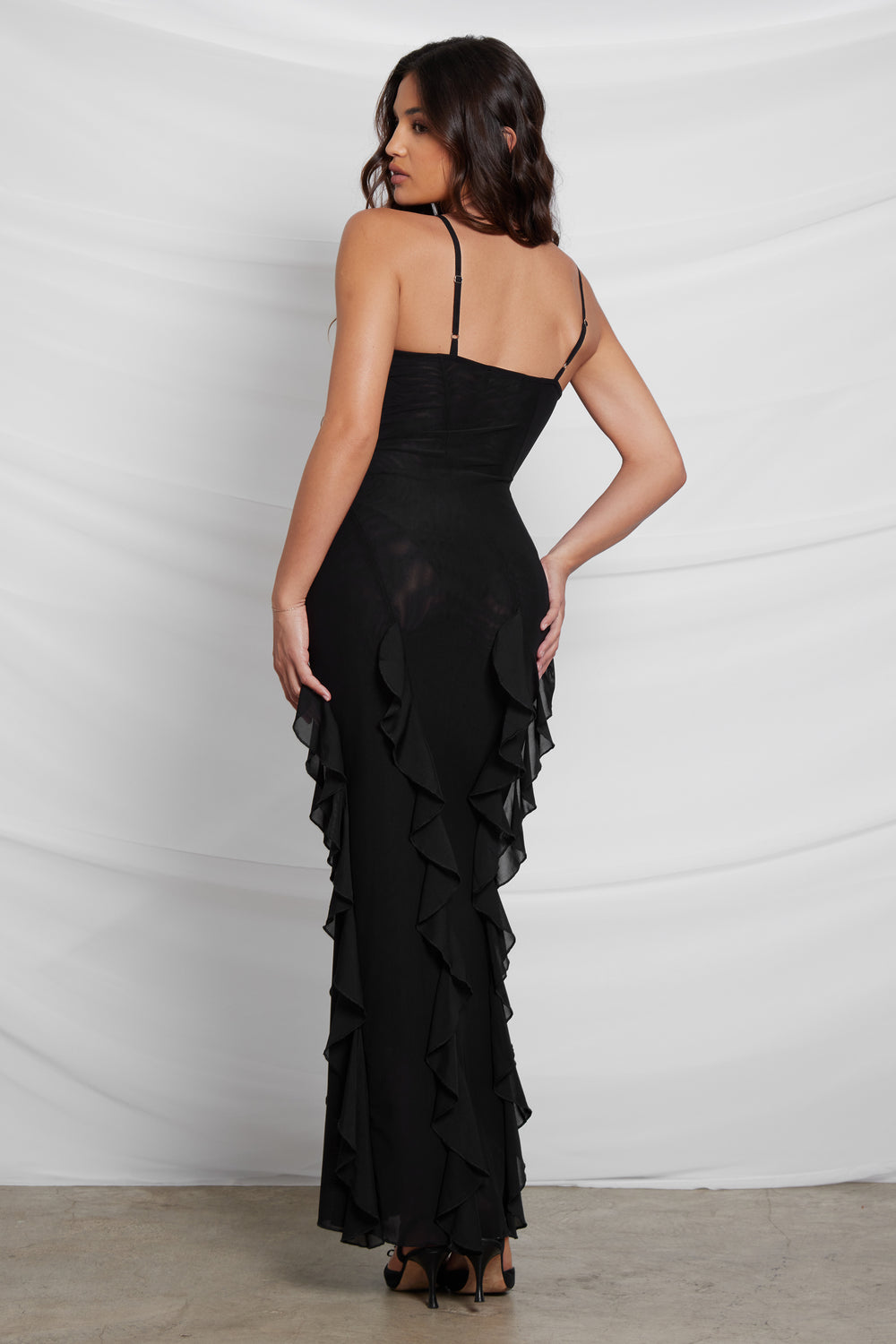 Rodeo Ruffle Mesh Maxi Dress