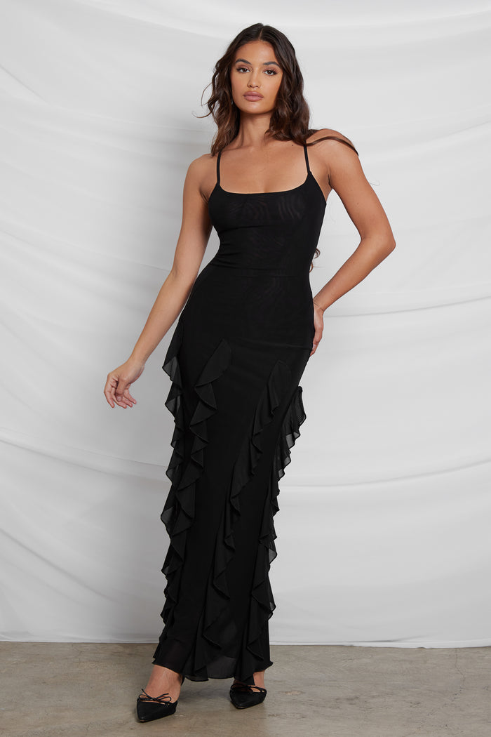 Rodeo Ruffle Mesh Maxi Dress