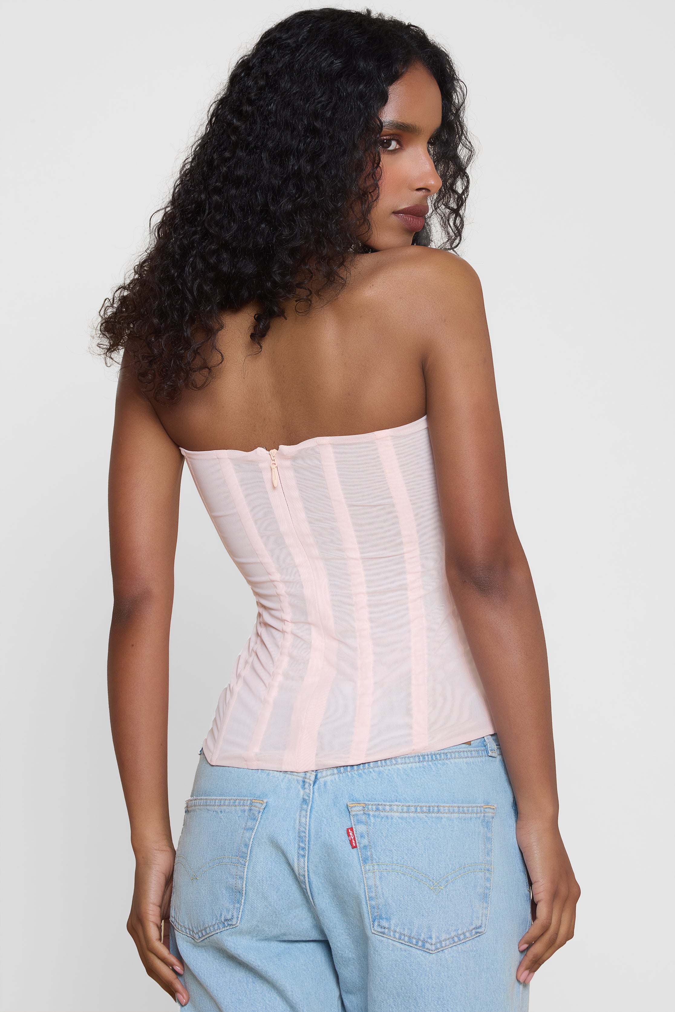 Muse Mesh Corset Top - Pink