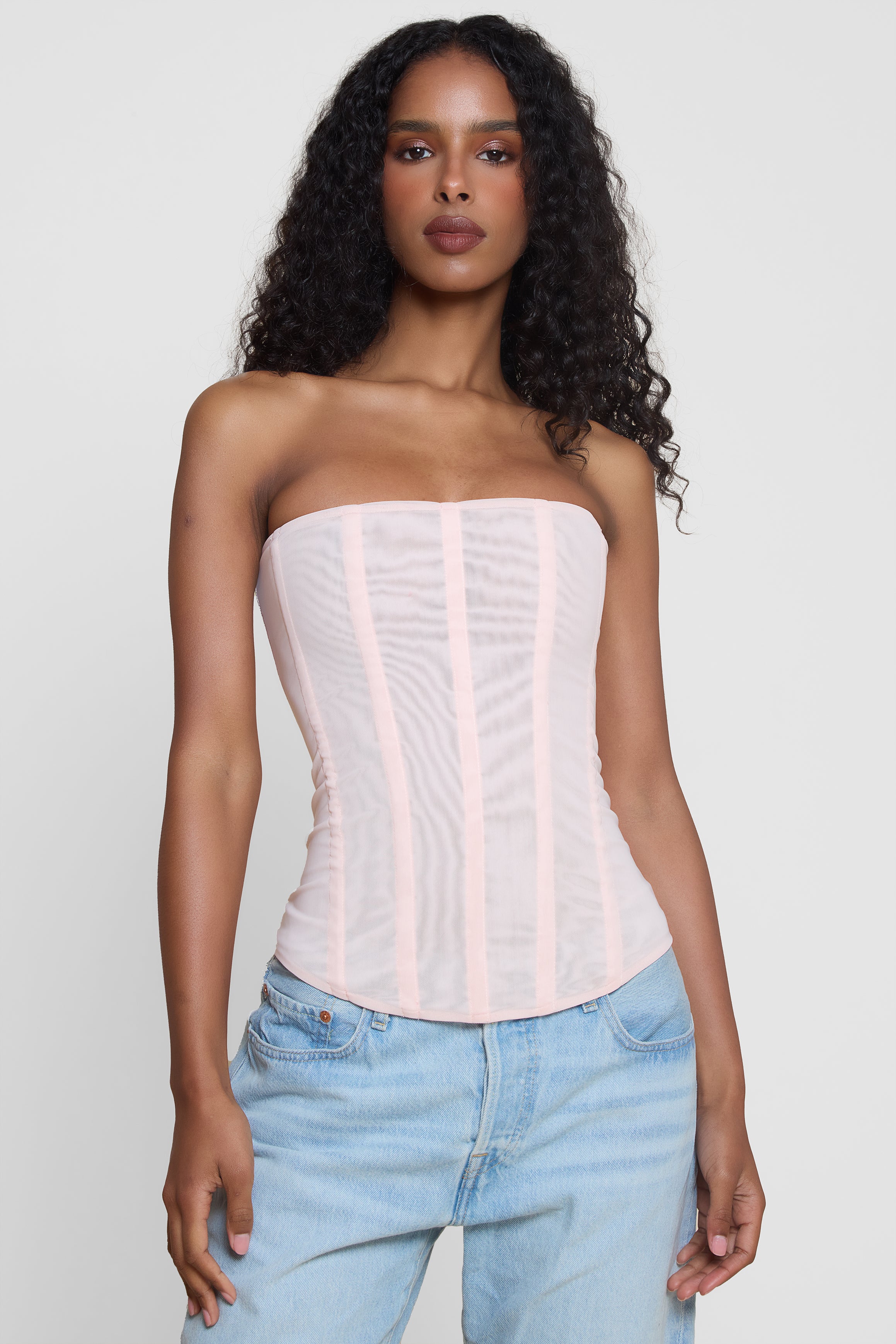 Muse Mesh Corset Top - Pink