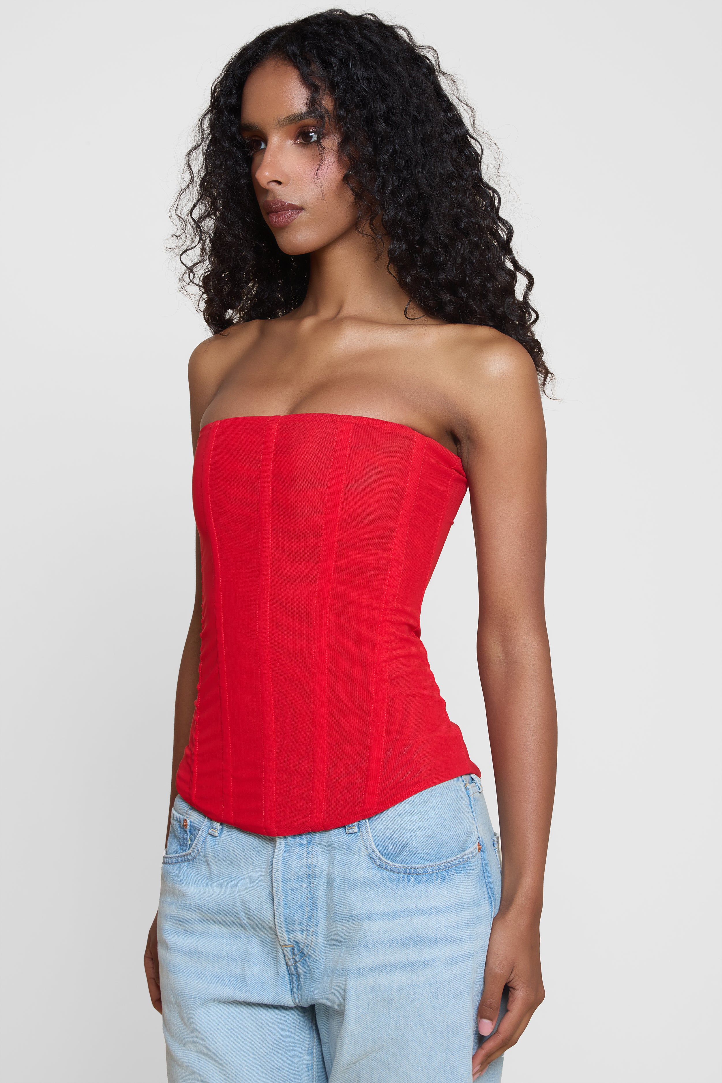 Muse Mesh Corset Top - Red