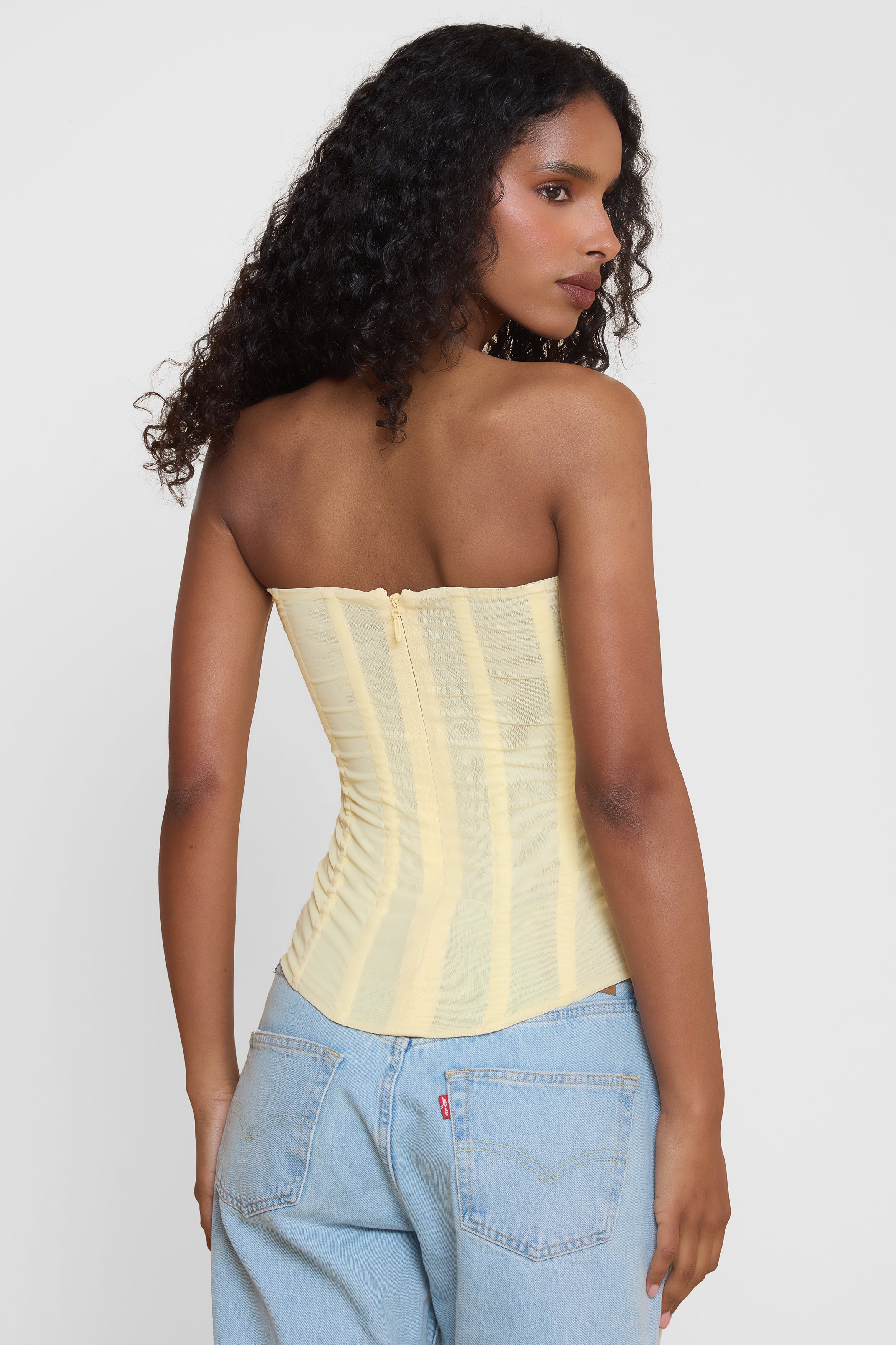 Muse Mesh Corset Top - Yellow