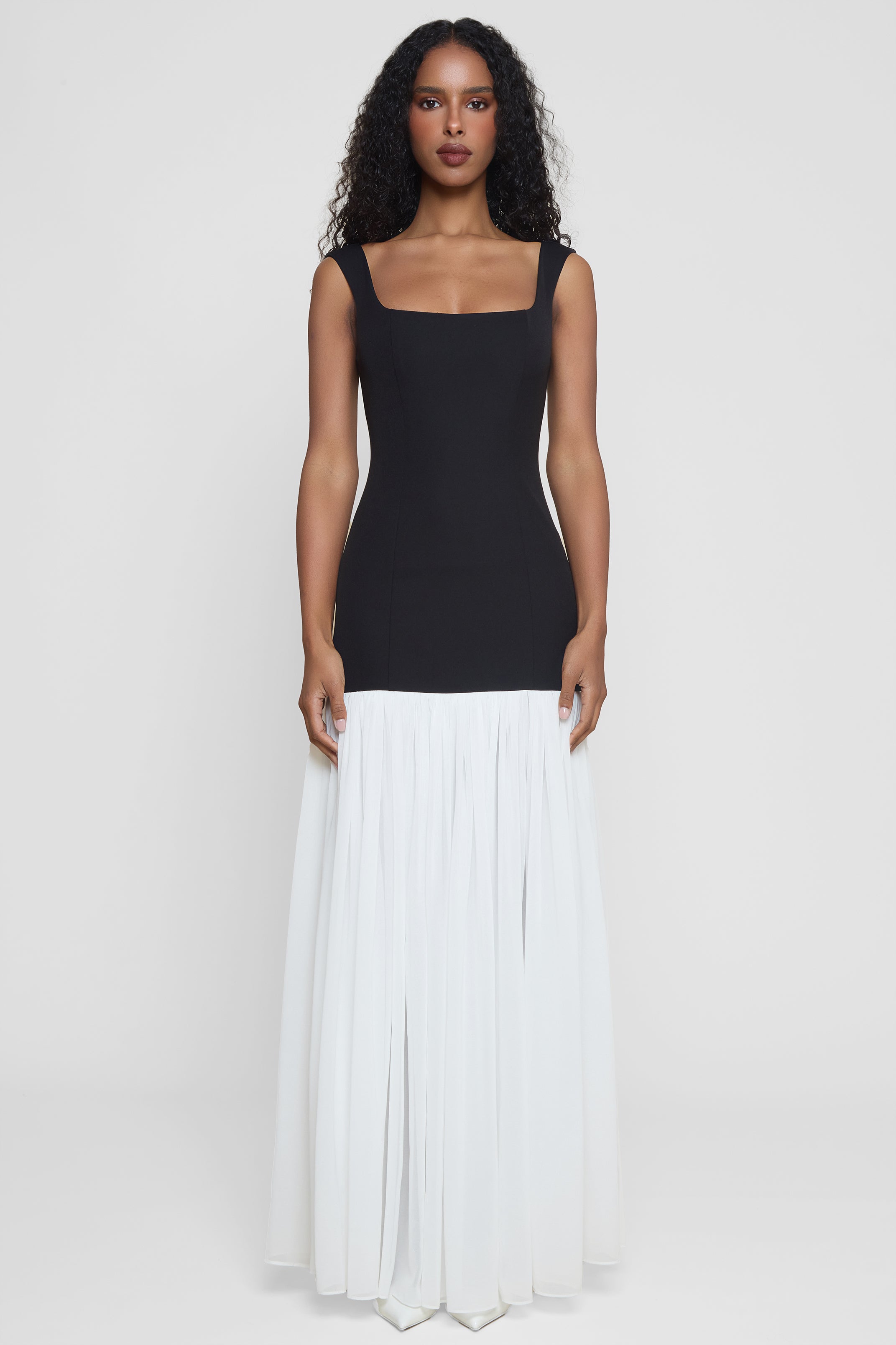 Phantom Contrast Chiffon Maxi Dress