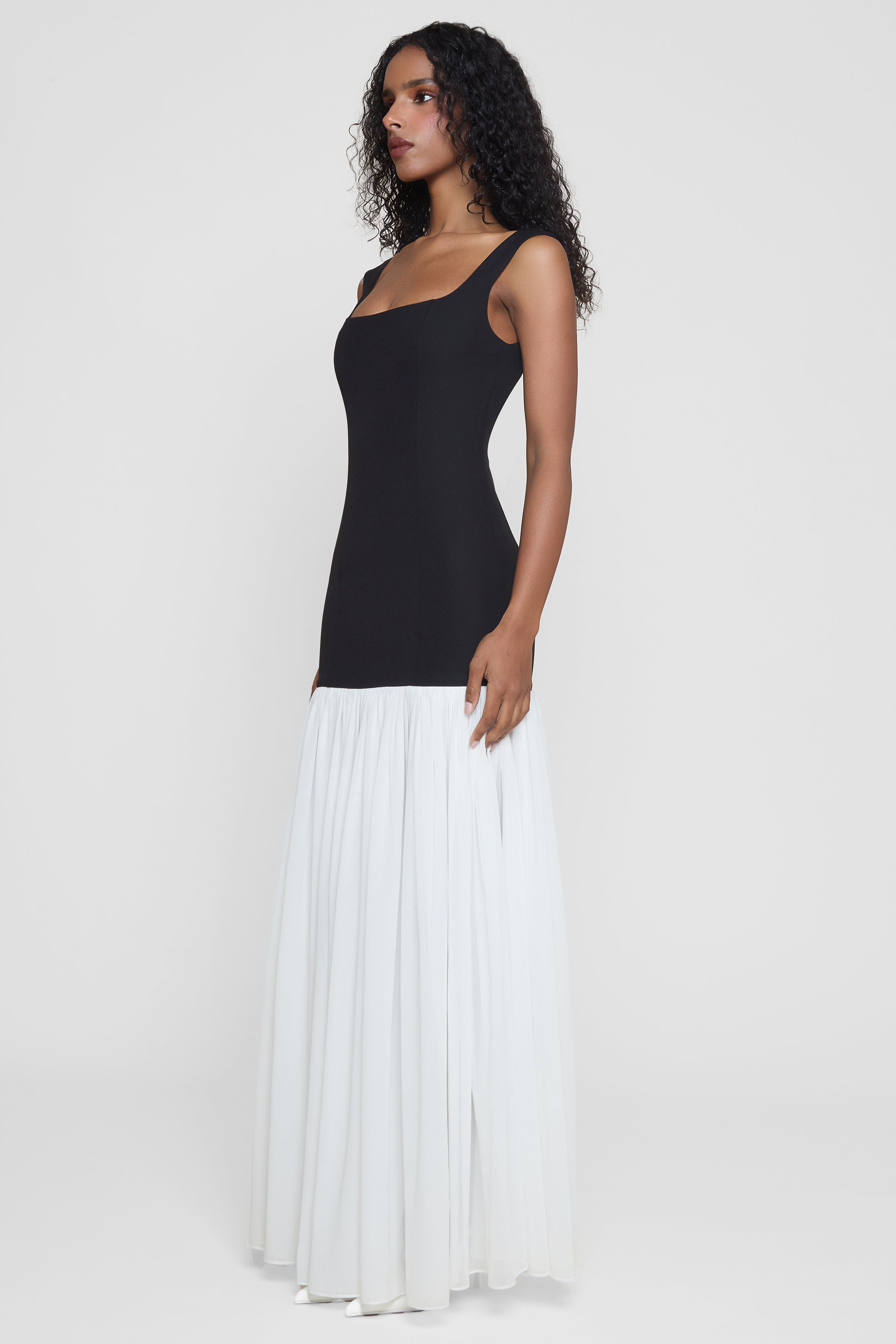 Phantom Contrast Chiffon Maxi Dress