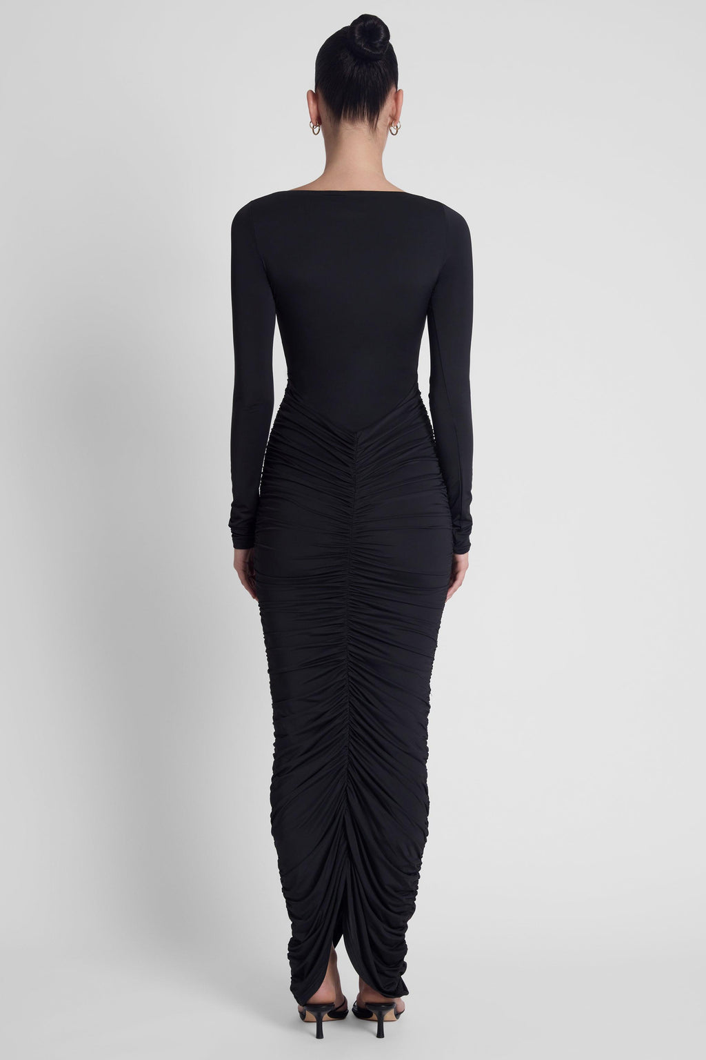 Rhea Ruche Maxi Dress - Black
