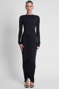 Rhea Ruche Maxi Dress - Black
