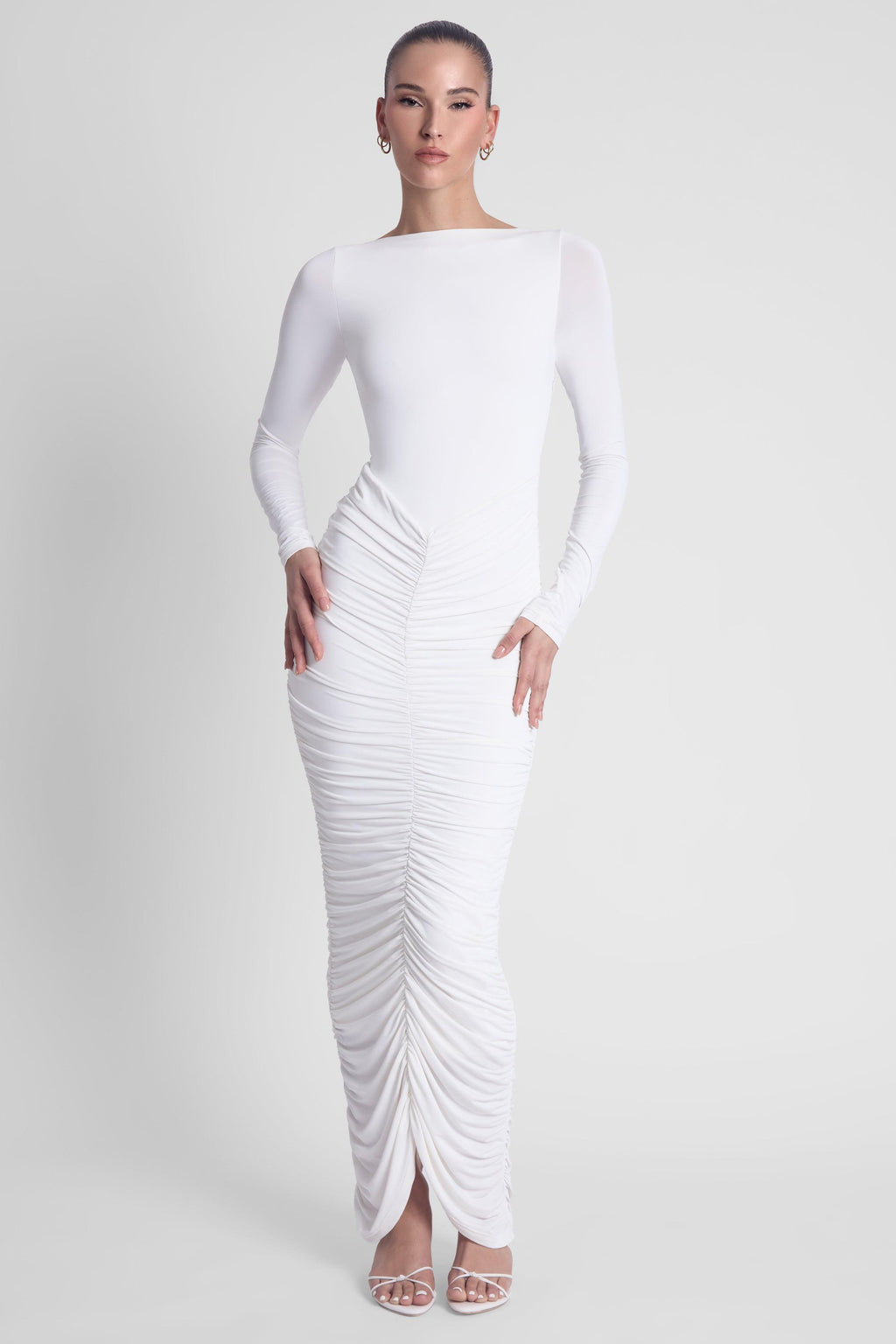 Vestido largo fruncido Rhea - Blanco