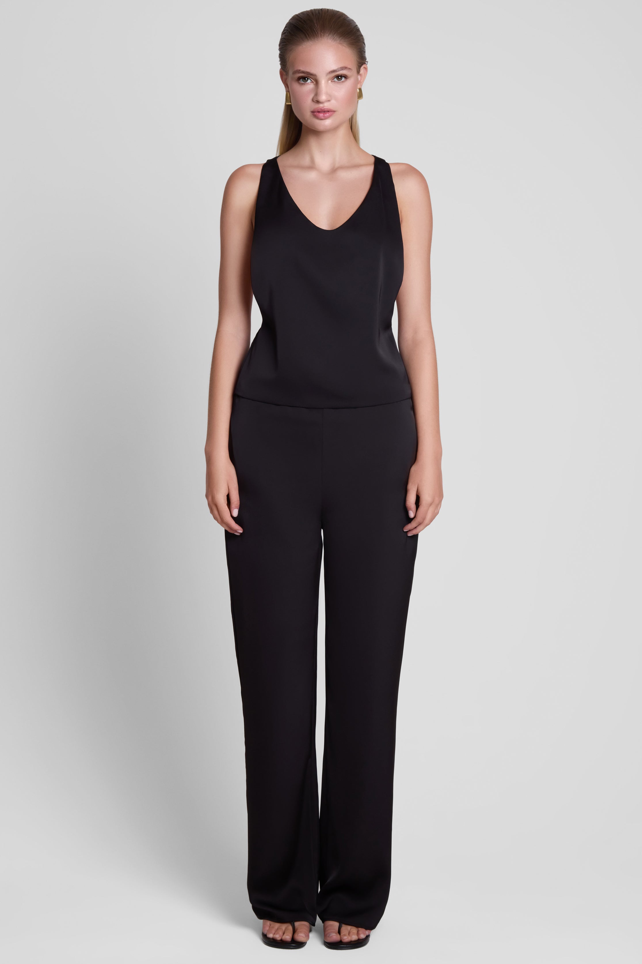 Soho Satin Straight Leg Pants - Black