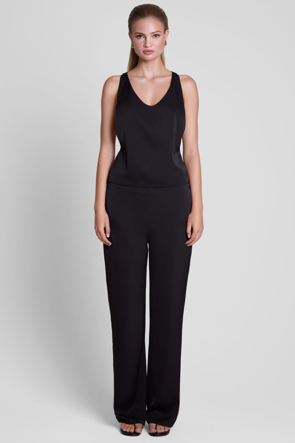 Soho Satin Straight Leg Pants - Black