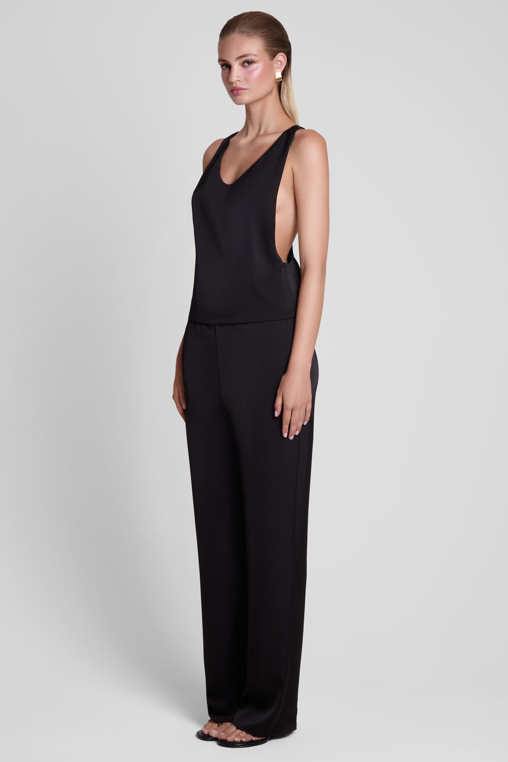 Soho Satin Straight Leg Pants - Black
