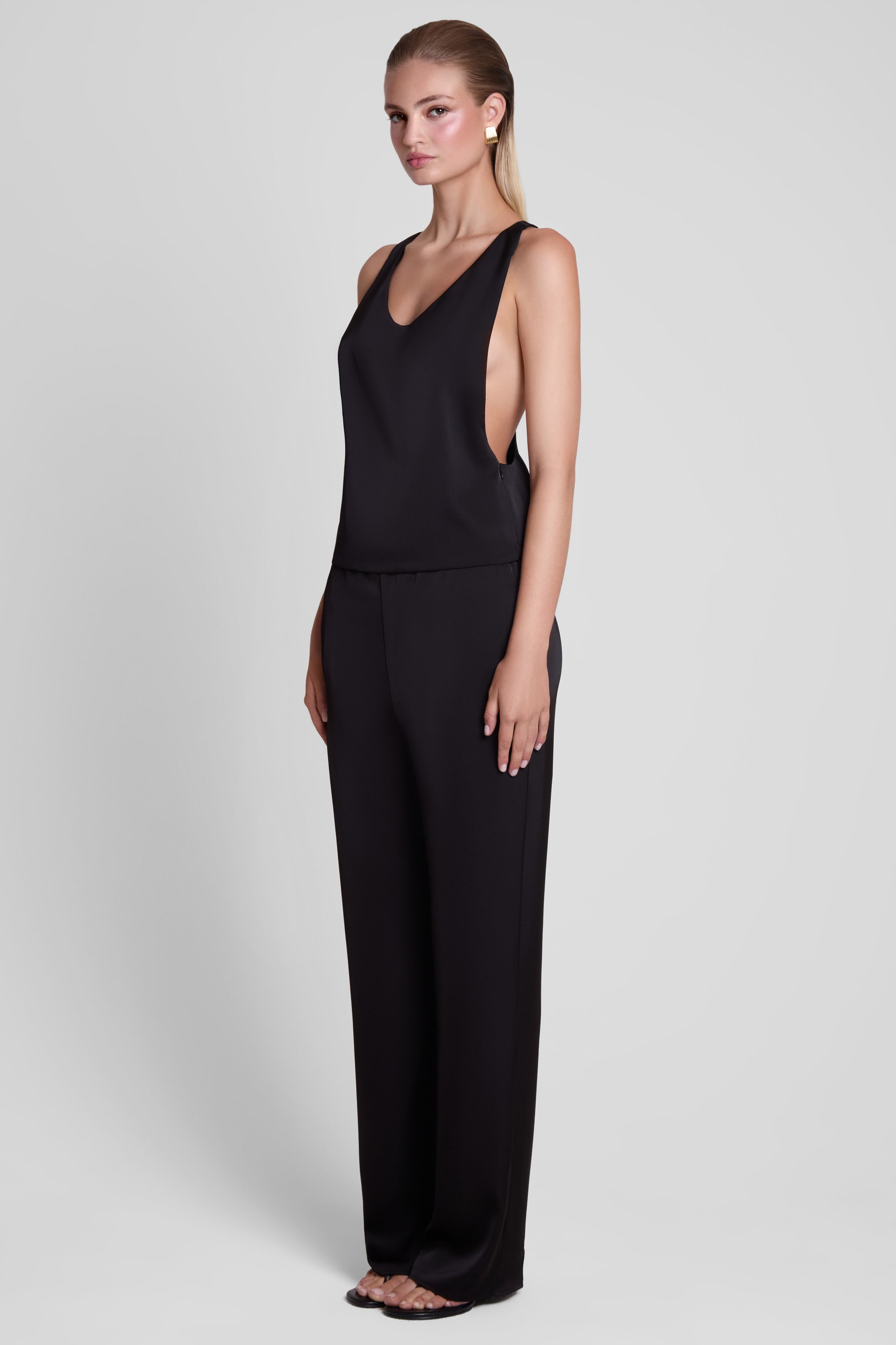 Soho Satin Straight Leg Pants - Black