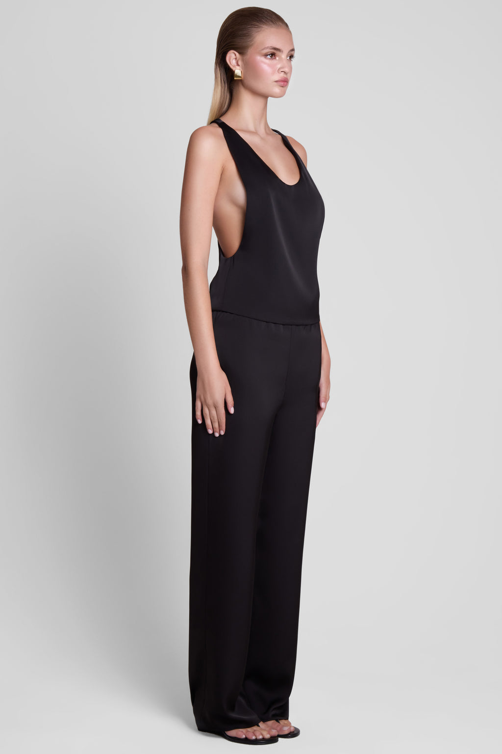 Soho Satin Straight Leg Pants - Black