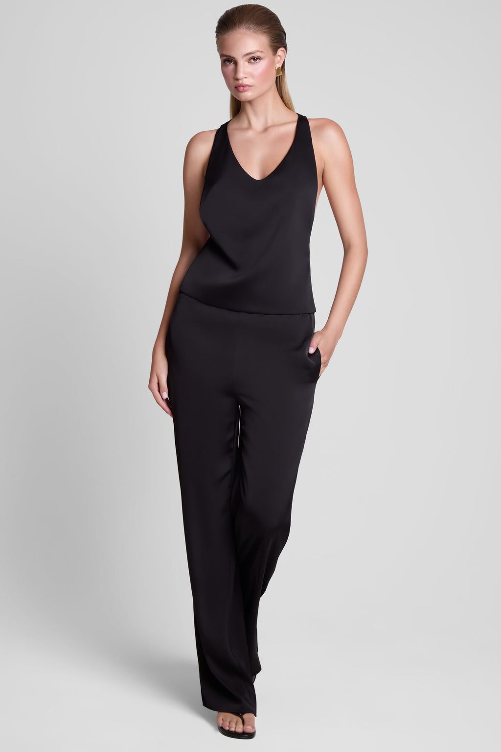 Soho Satin Straight Leg Pants - Black