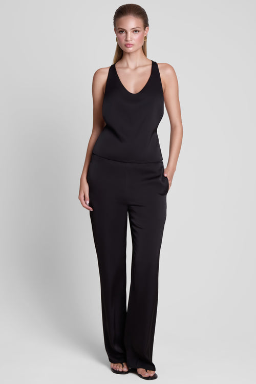 Soho Satin Straight Leg Pants - Black