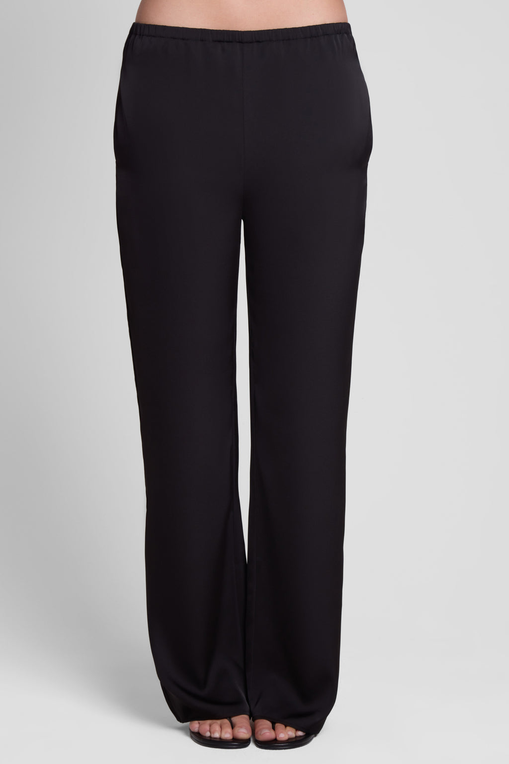 Soho Satin Straight Leg Pants - Black