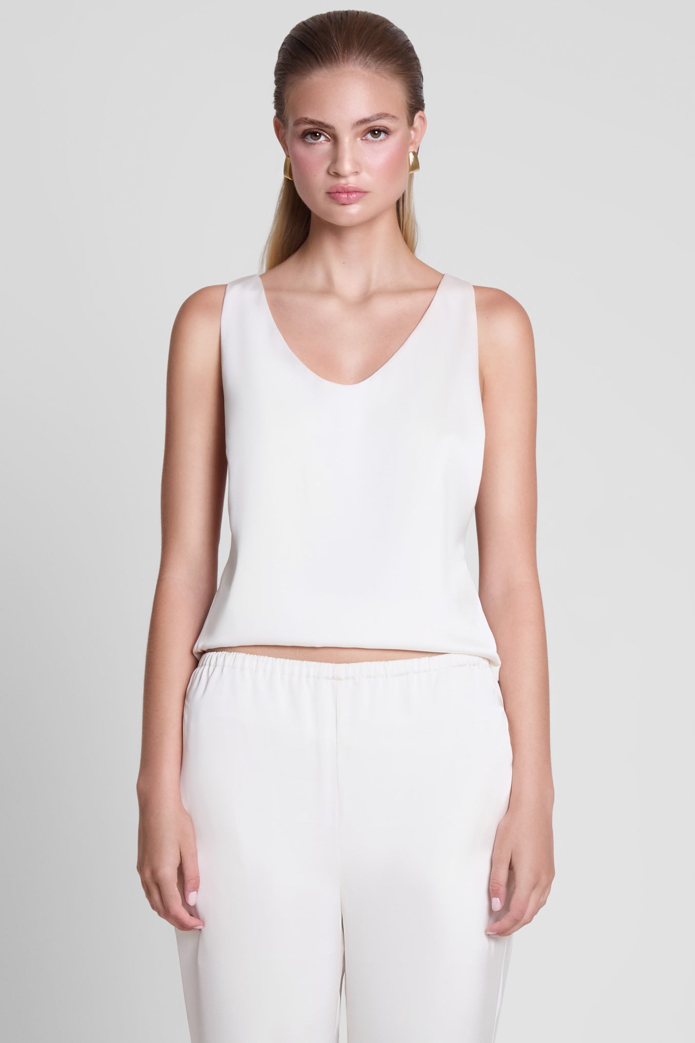 Suri Satin Racerback Top - White