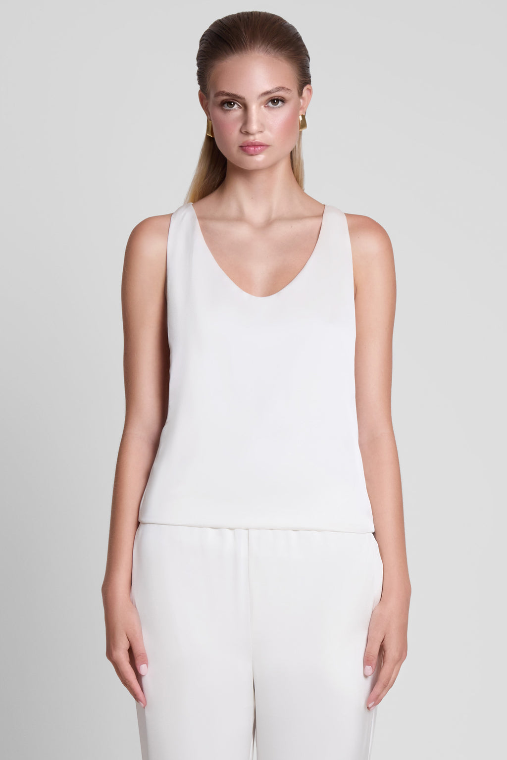 Suri Satin Racerback Top - White