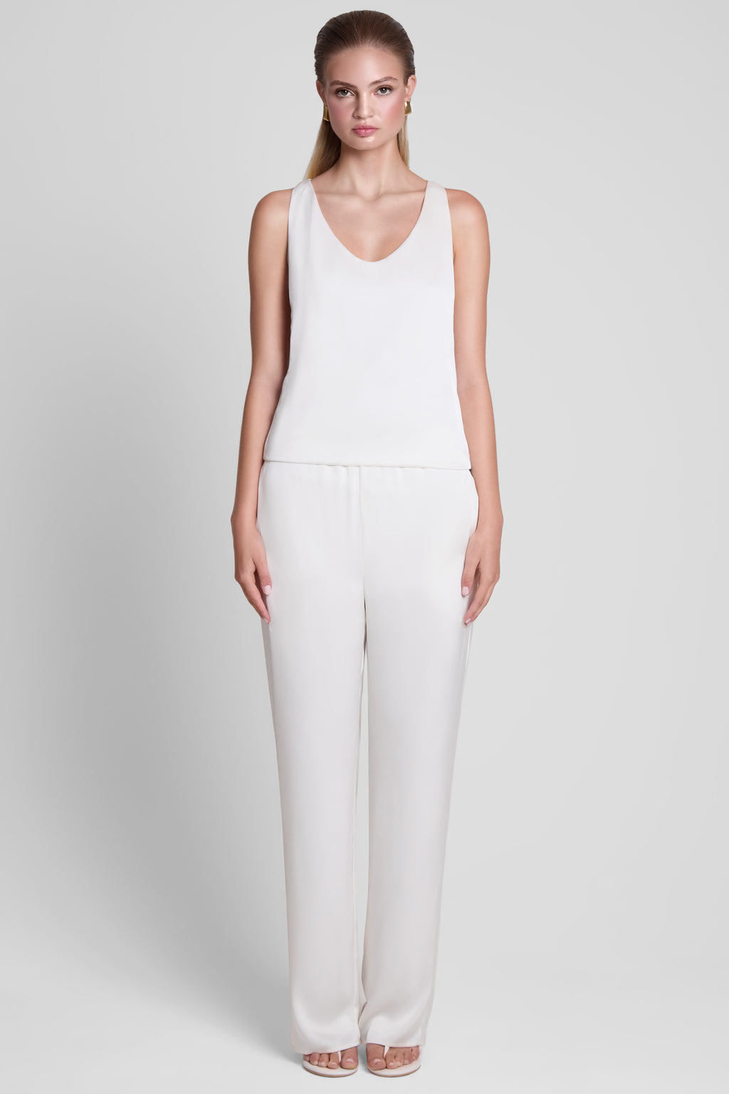 Soho Satin Straight Leg Pants - White