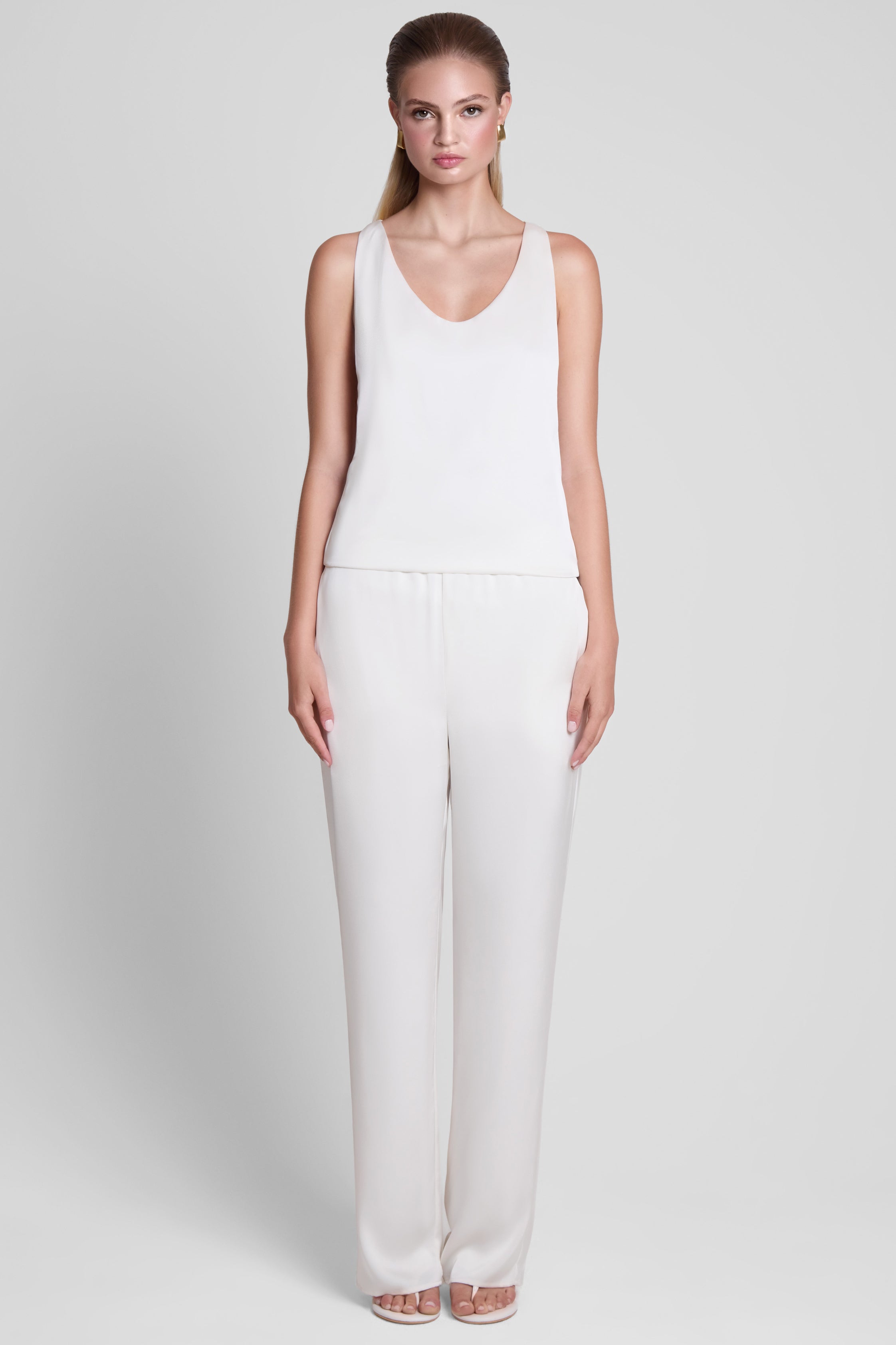 Soho Satin Straight Leg Pants - White