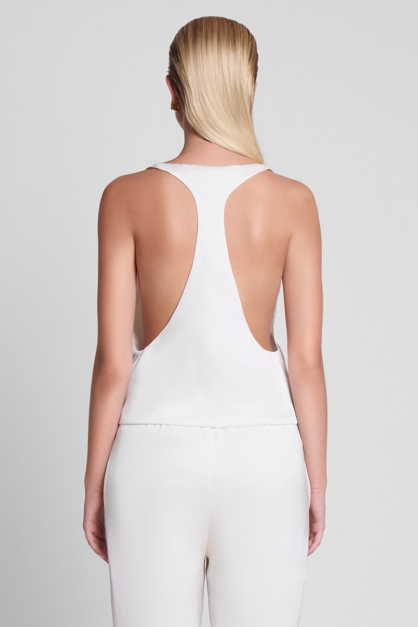 Suri Satin Racerback Top - White