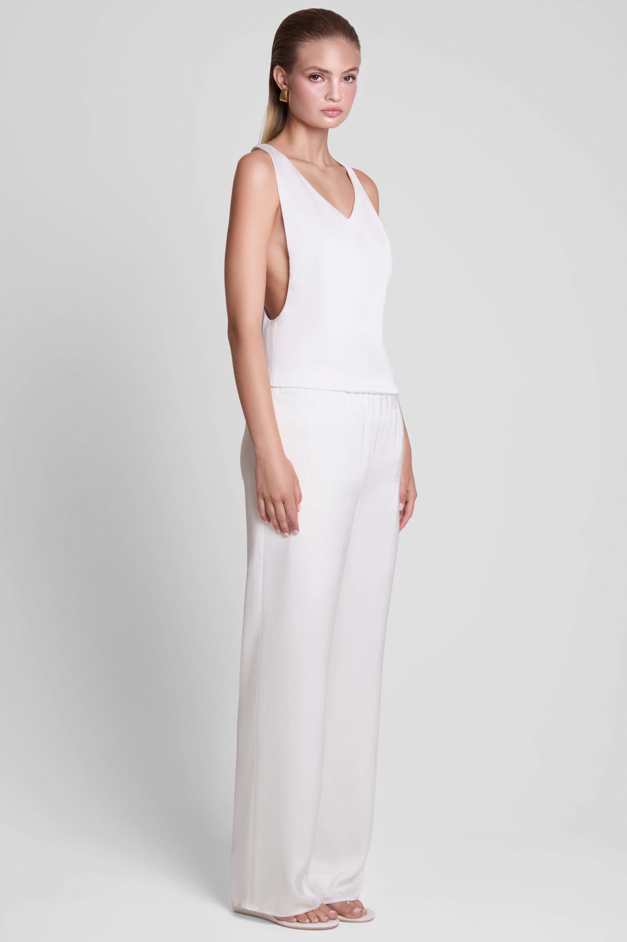 Soho Satin Straight Leg Pants - White