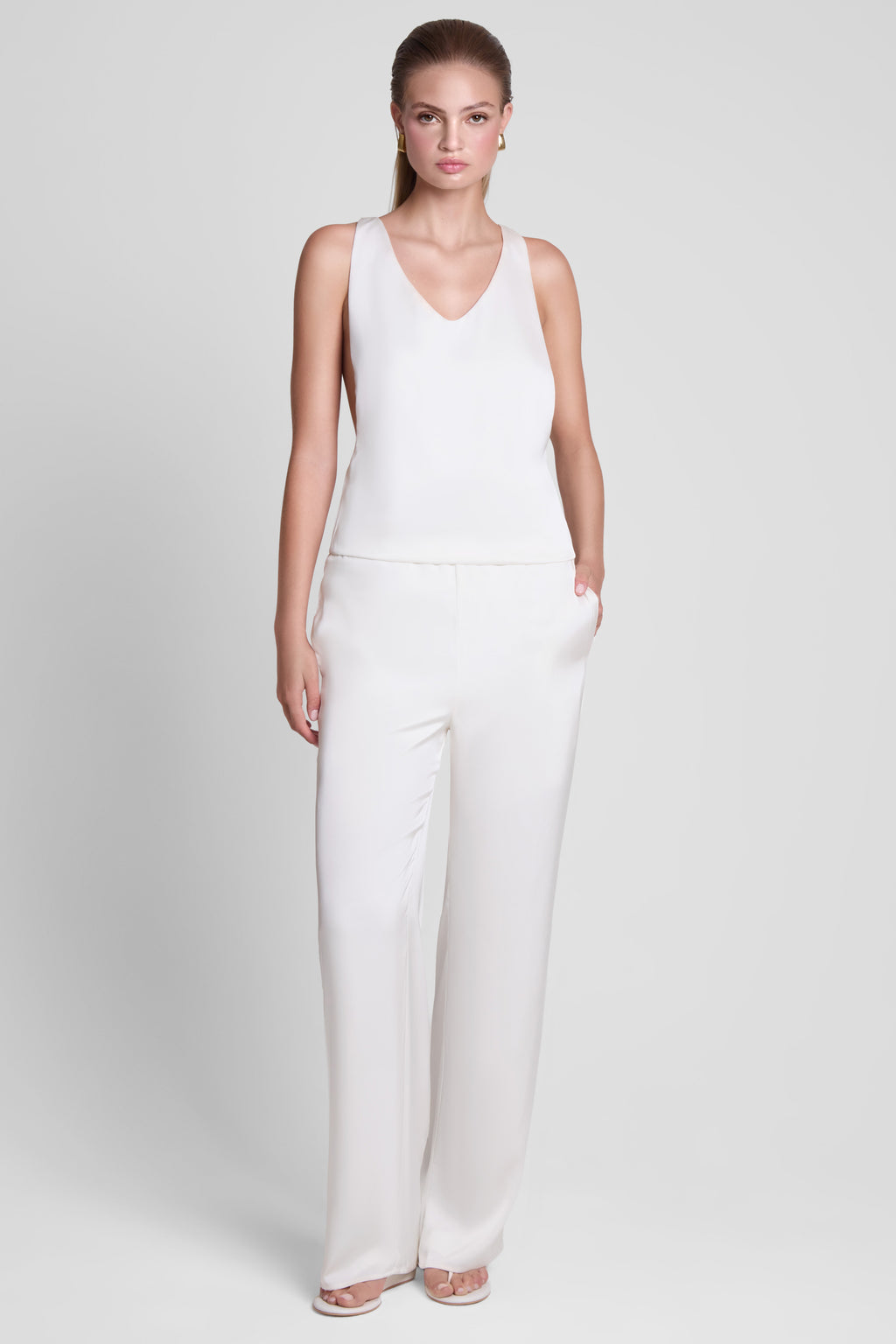 Soho Satin Straight Leg Pants - White