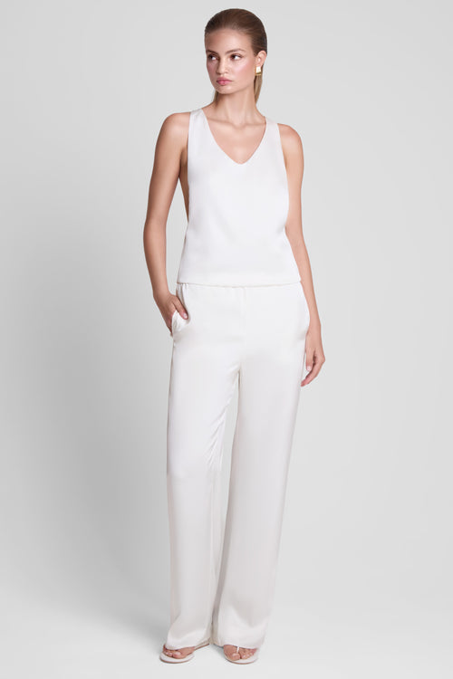 Soho Satin Straight Leg Pants - White