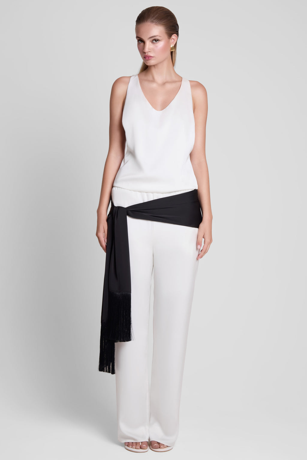 Suri Satin Racerback Top - White