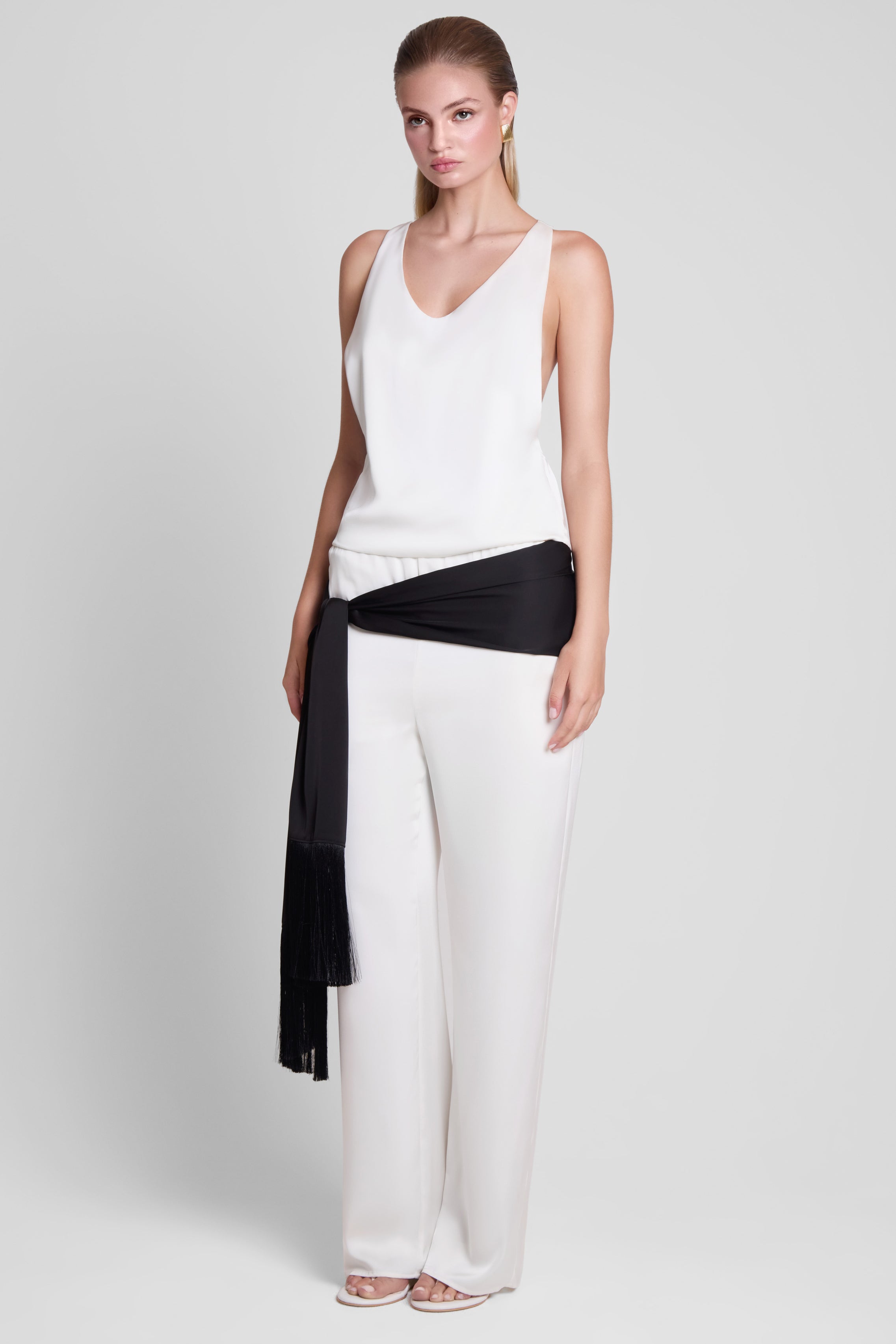 Soho Satin Straight Leg Pants - White