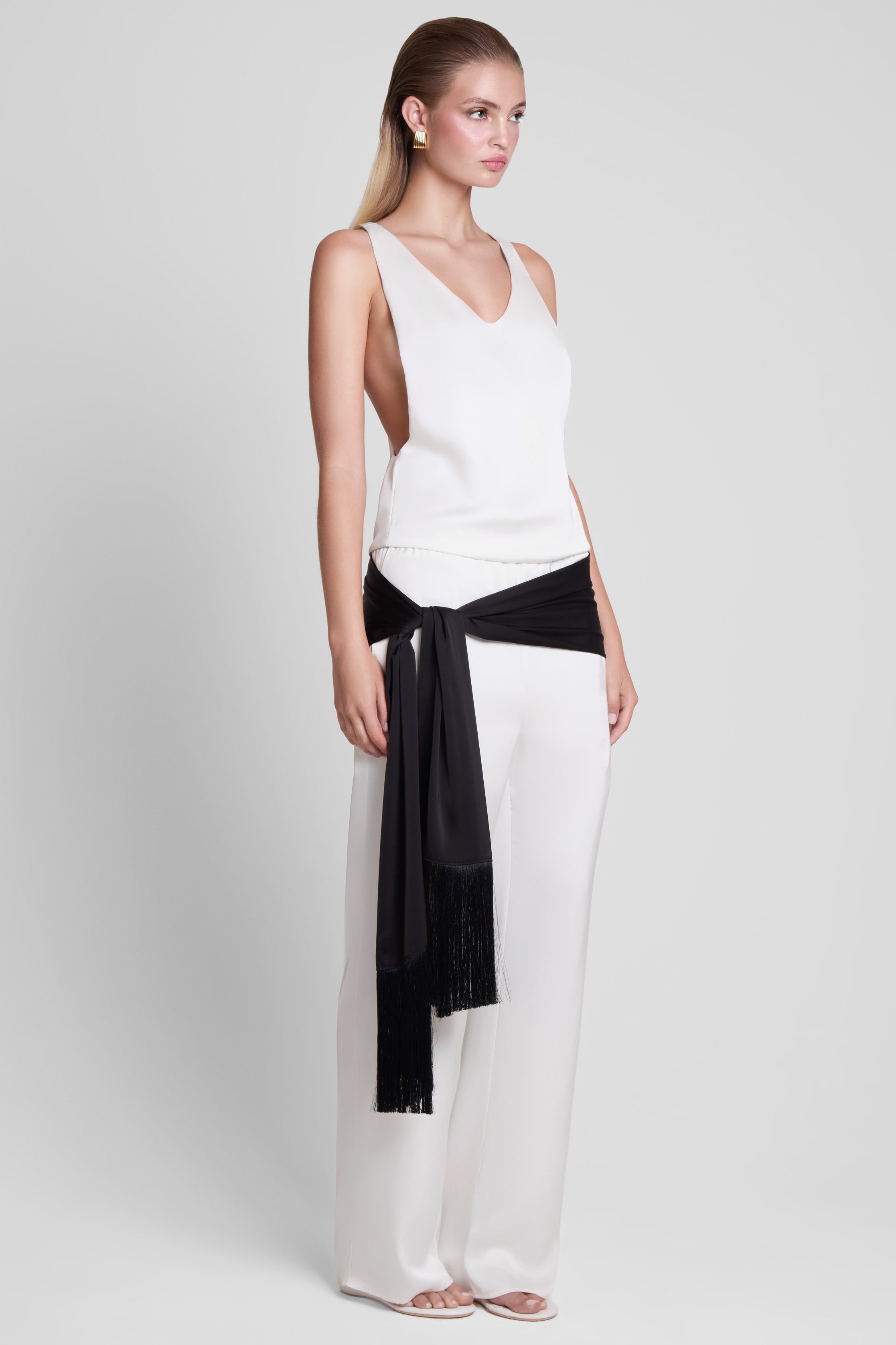 Suri Satin Racerback Top - White