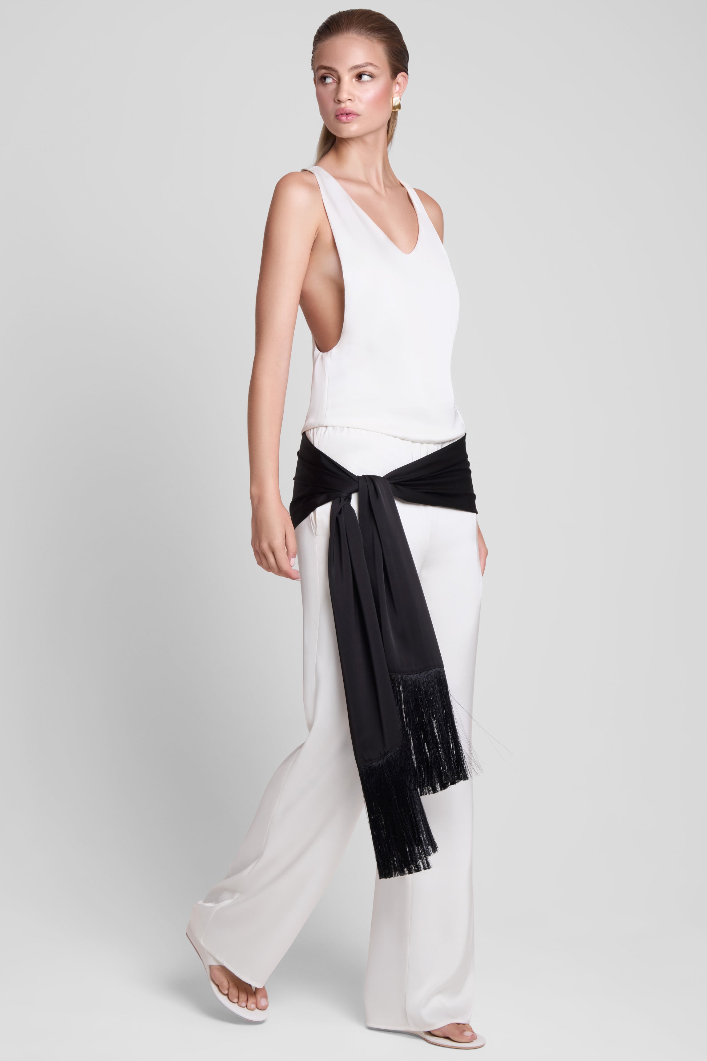 Soho Satin Straight Leg Pants - White