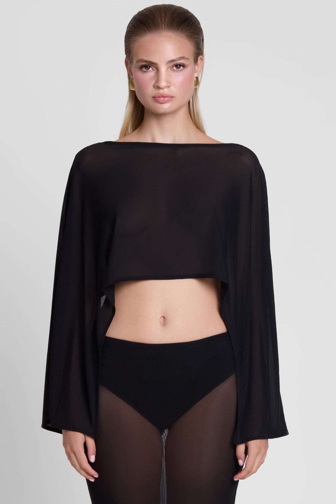 Imogen Sheer Mesh Cape - Black