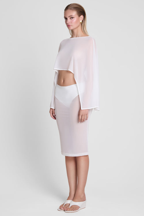 Imogen Sheer Mesh Cape - White